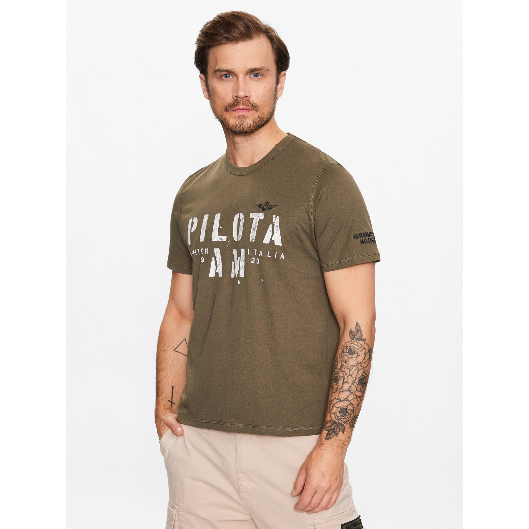 Aeronautica Militare Tricou 231TS2092J538 Verde Regular Fit - Pled.ro