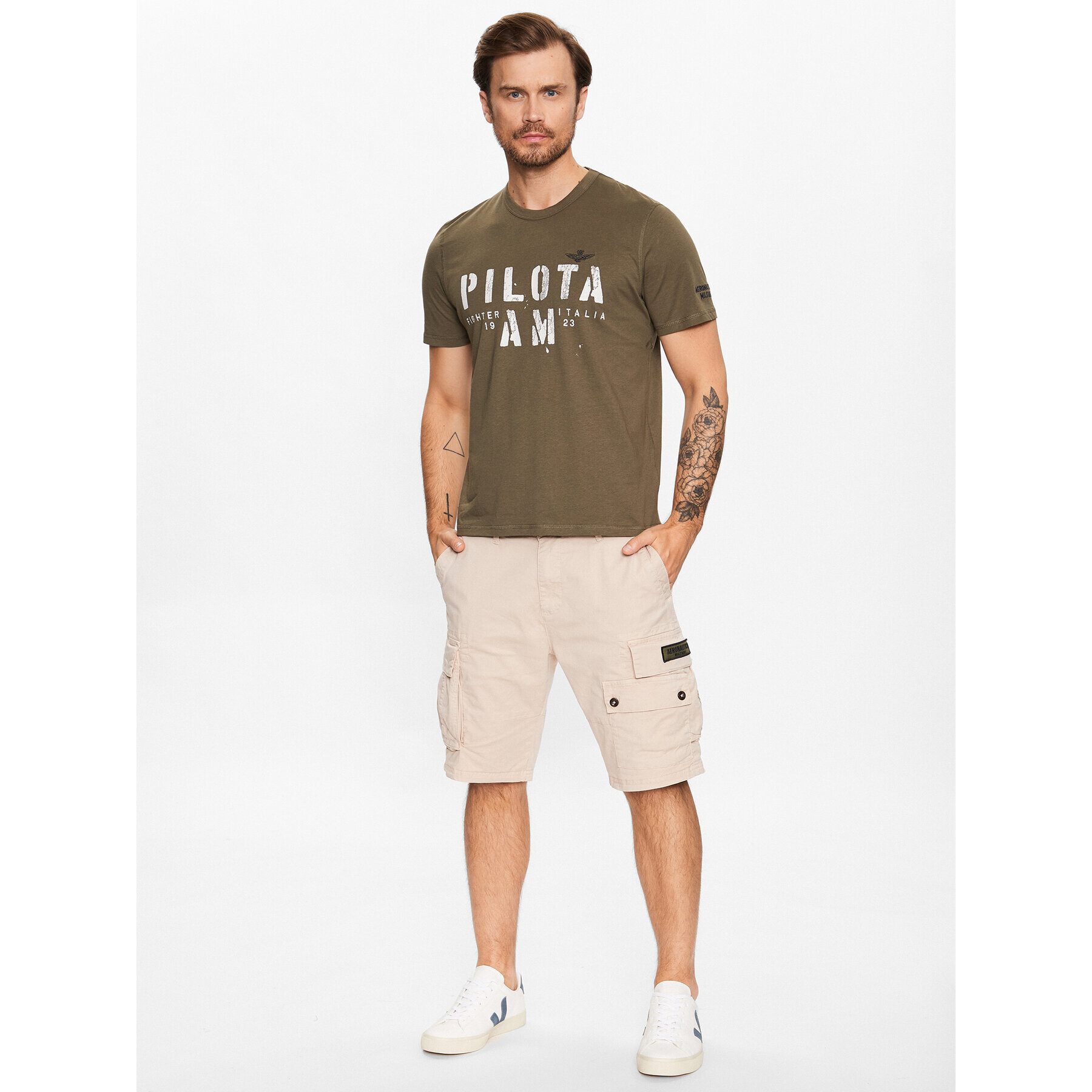 Aeronautica Militare Tricou 231TS2092J538 Verde Regular Fit - Pled.ro