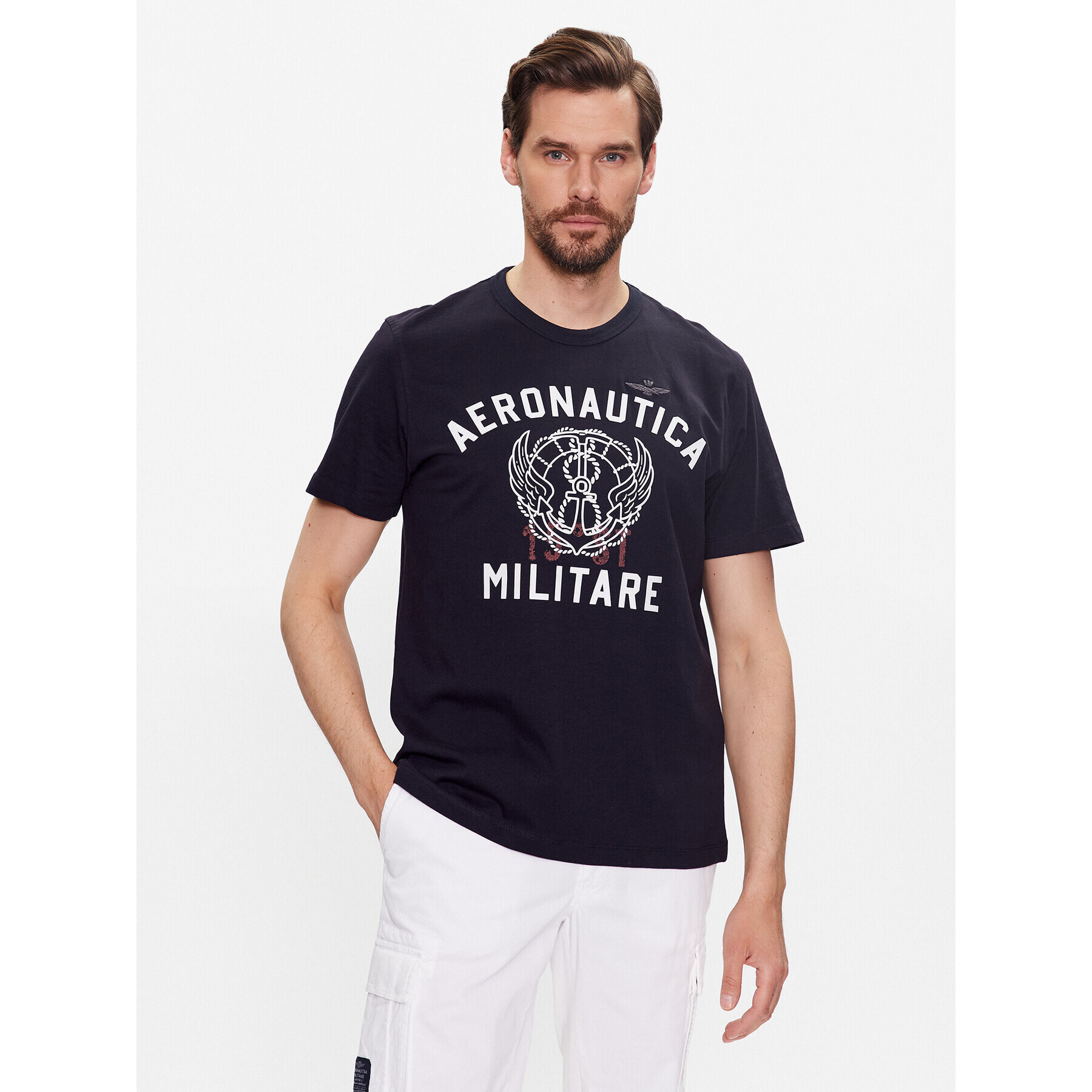 Aeronautica Militare Tricou 231TS2095J597 Bleumarin Regular Fit - Pled.ro