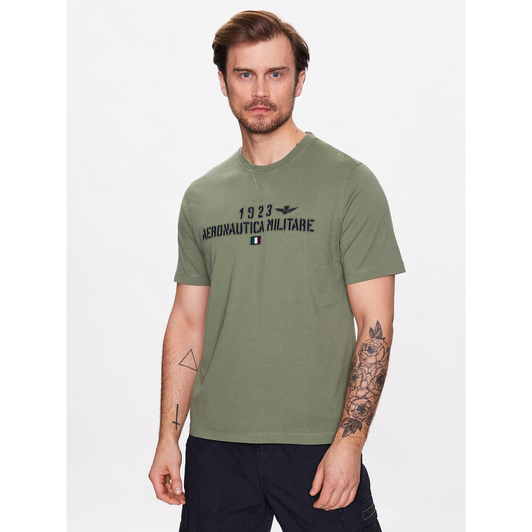 Aeronautica Militare Tricou 231TS2099J584 Verde Regular Fit - Pled.ro