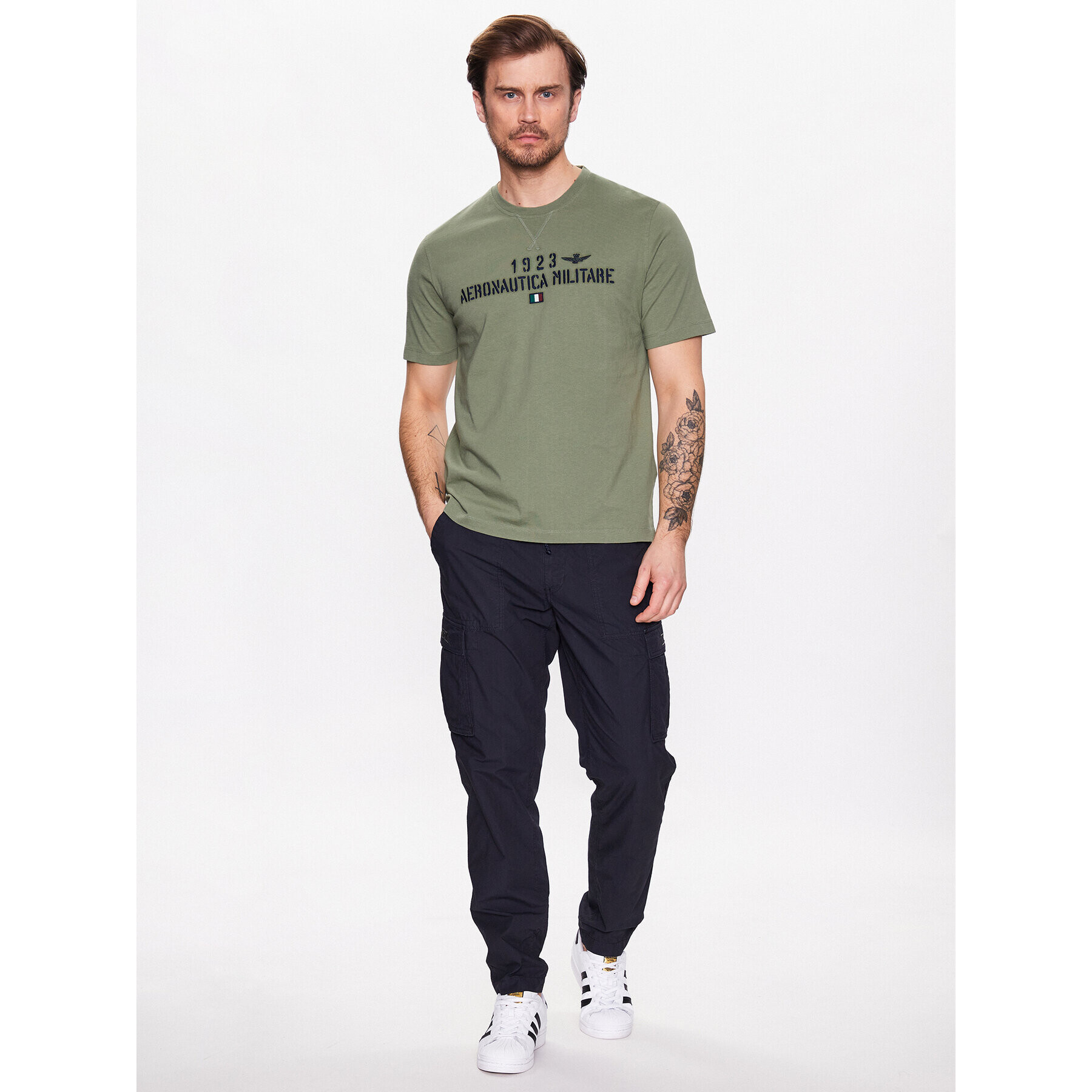 Aeronautica Militare Tricou 231TS2099J584 Verde Regular Fit - Pled.ro