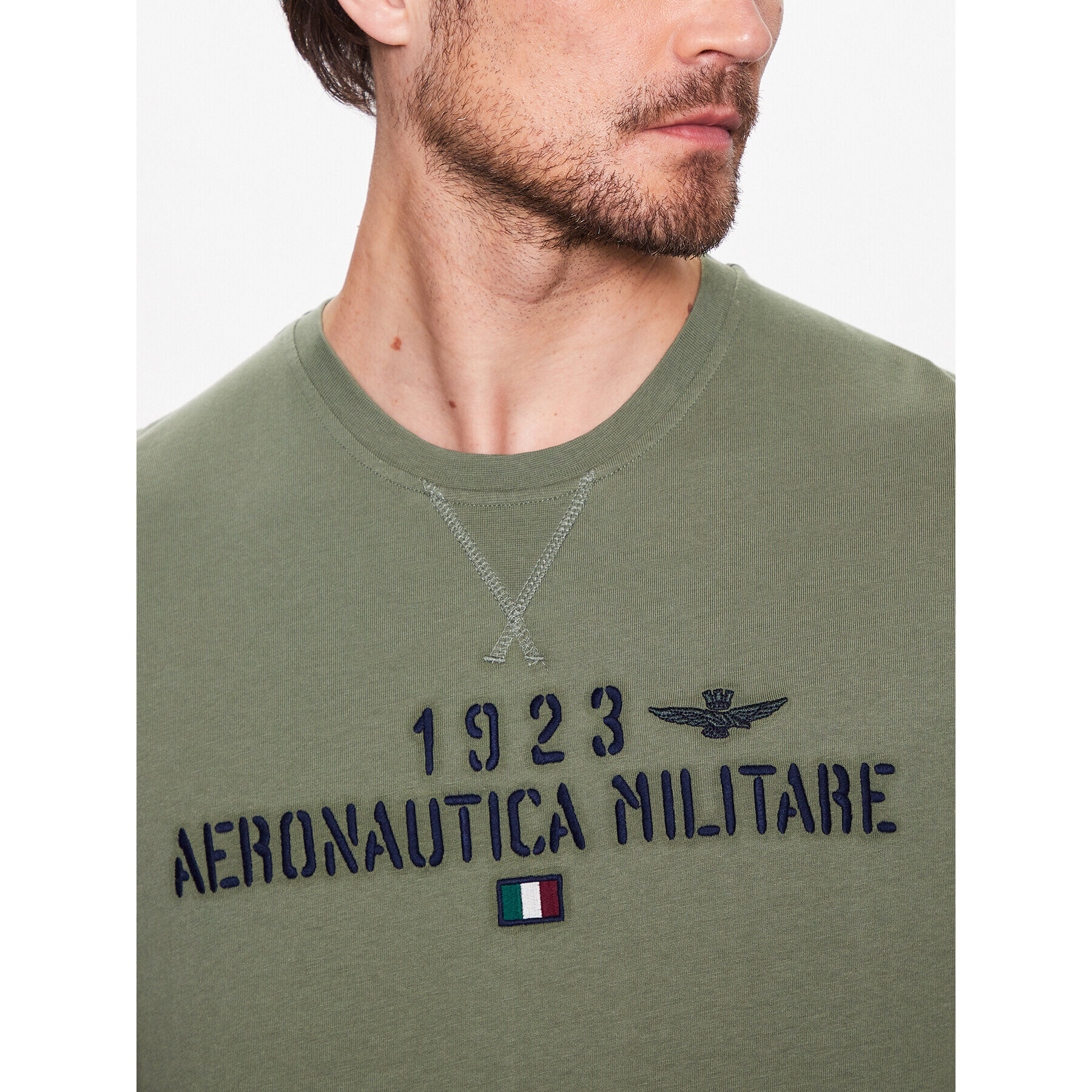 Aeronautica Militare Tricou 231TS2099J584 Verde Regular Fit - Pled.ro