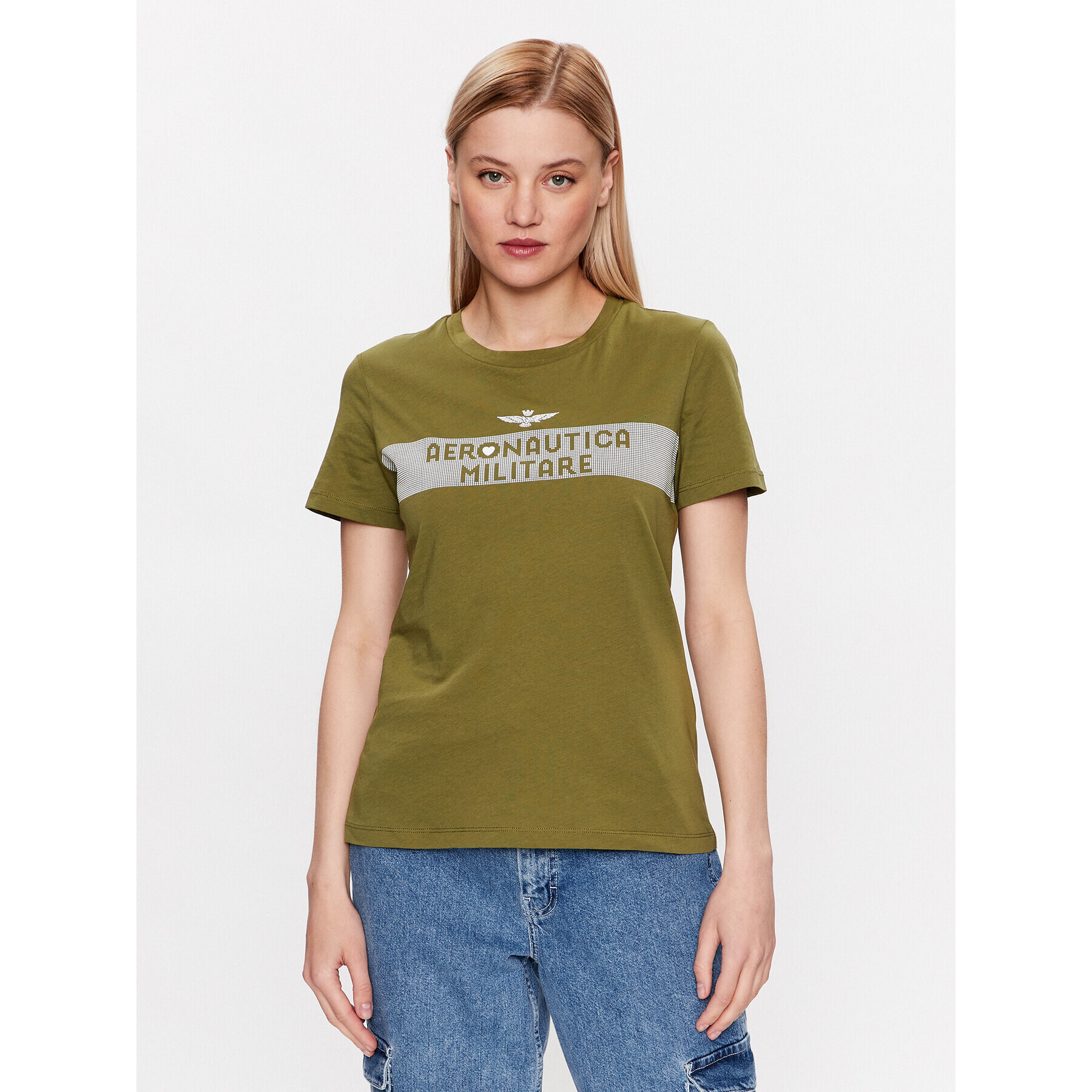 Aeronautica Militare Tricou 231TS2101DJ510 Verde Regular Fit - Pled.ro