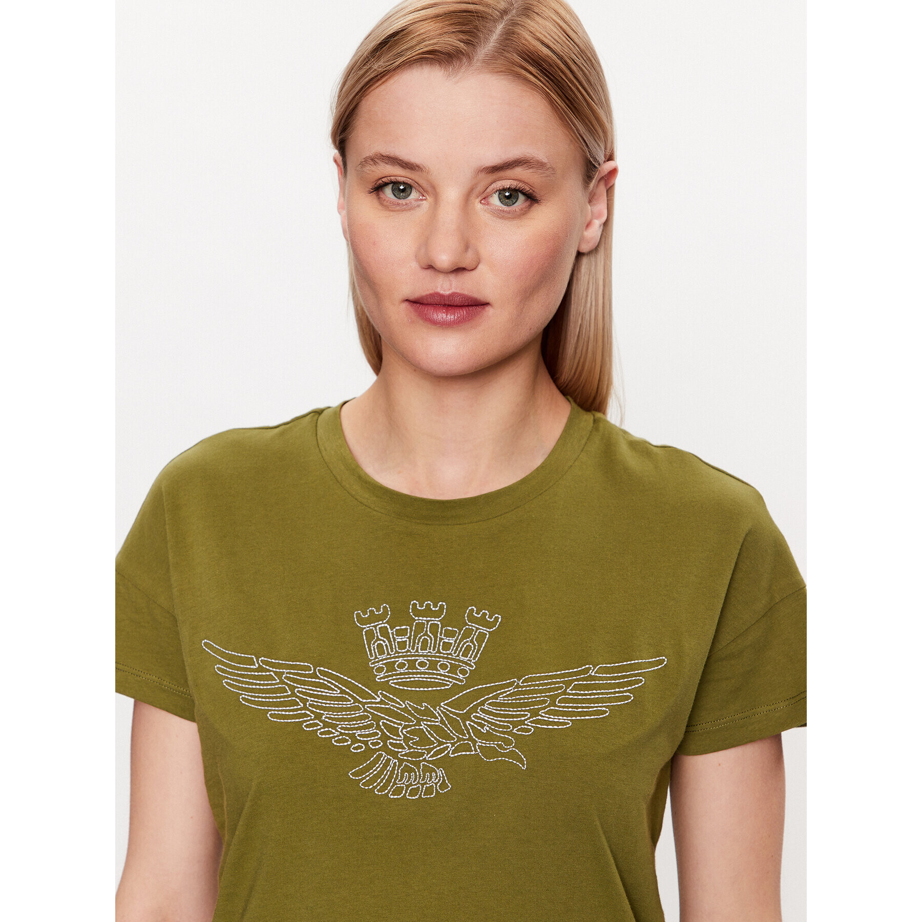 Aeronautica Militare Tricou 231TS2103DJ510 Verde Regular Fit - Pled.ro