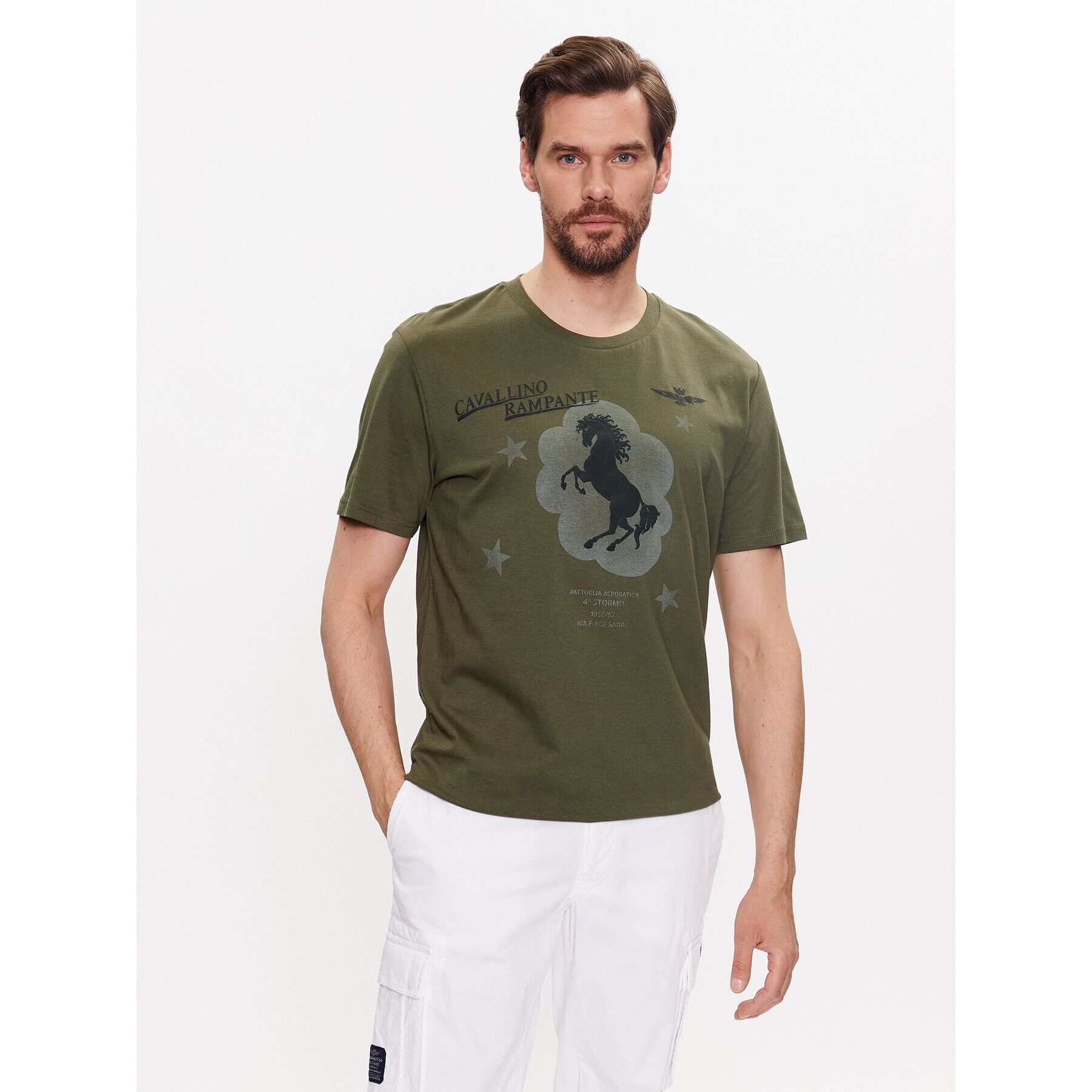 Aeronautica Militare Tricou 231TS2123J607 Verde Regular Fit - Pled.ro