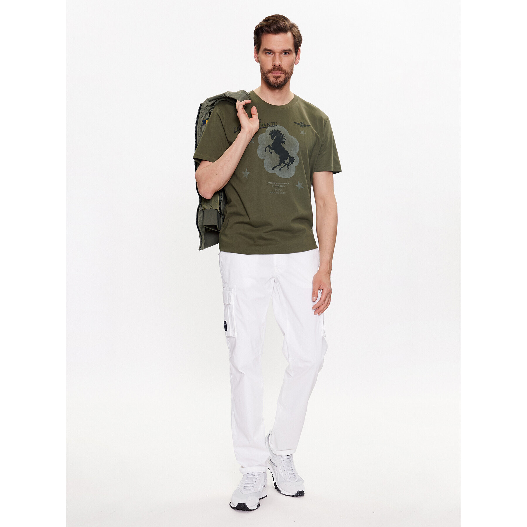 Aeronautica Militare Tricou 231TS2123J607 Verde Regular Fit - Pled.ro