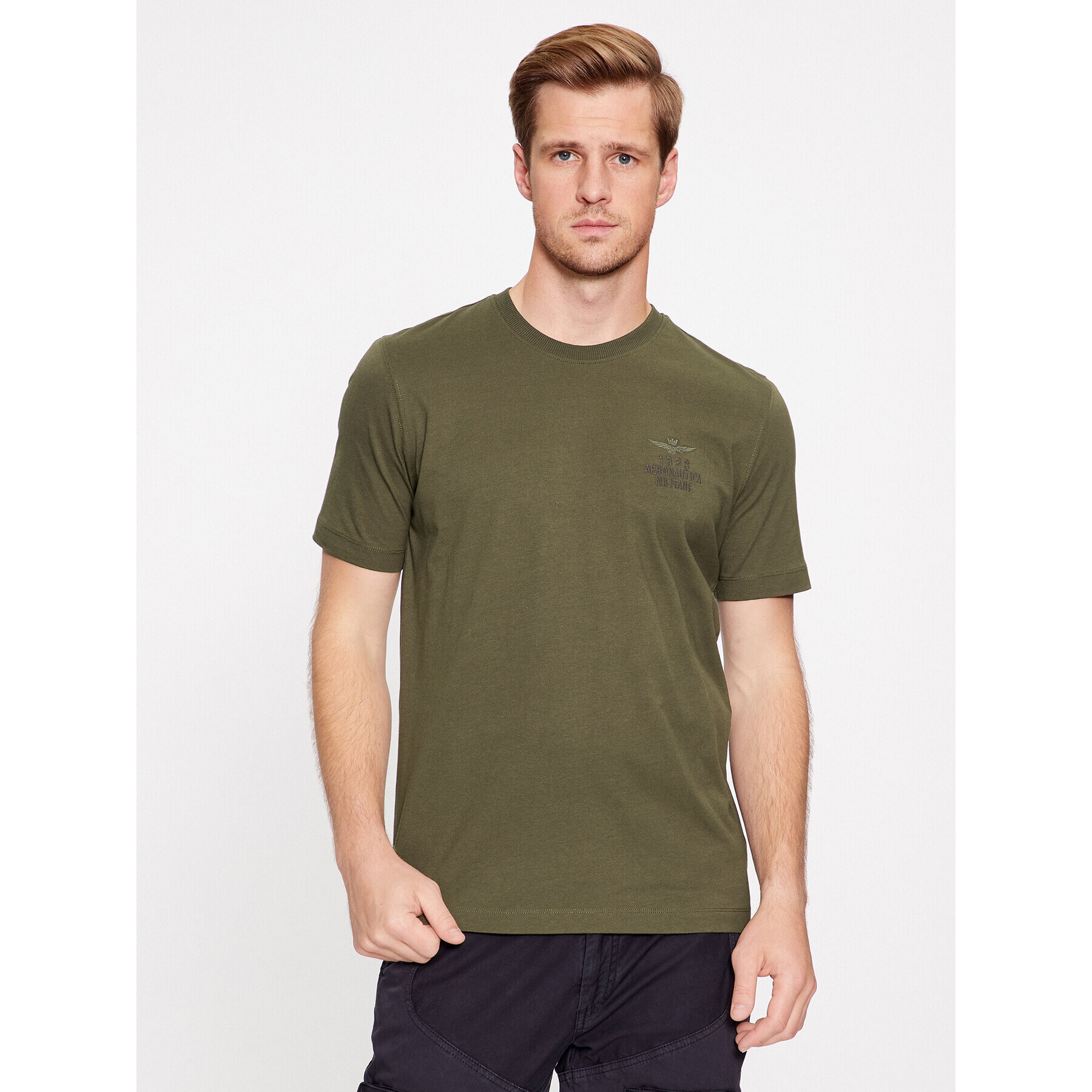 Aeronautica Militare Tricou 232TS2129J609 Verde Regular Fit - Pled.ro