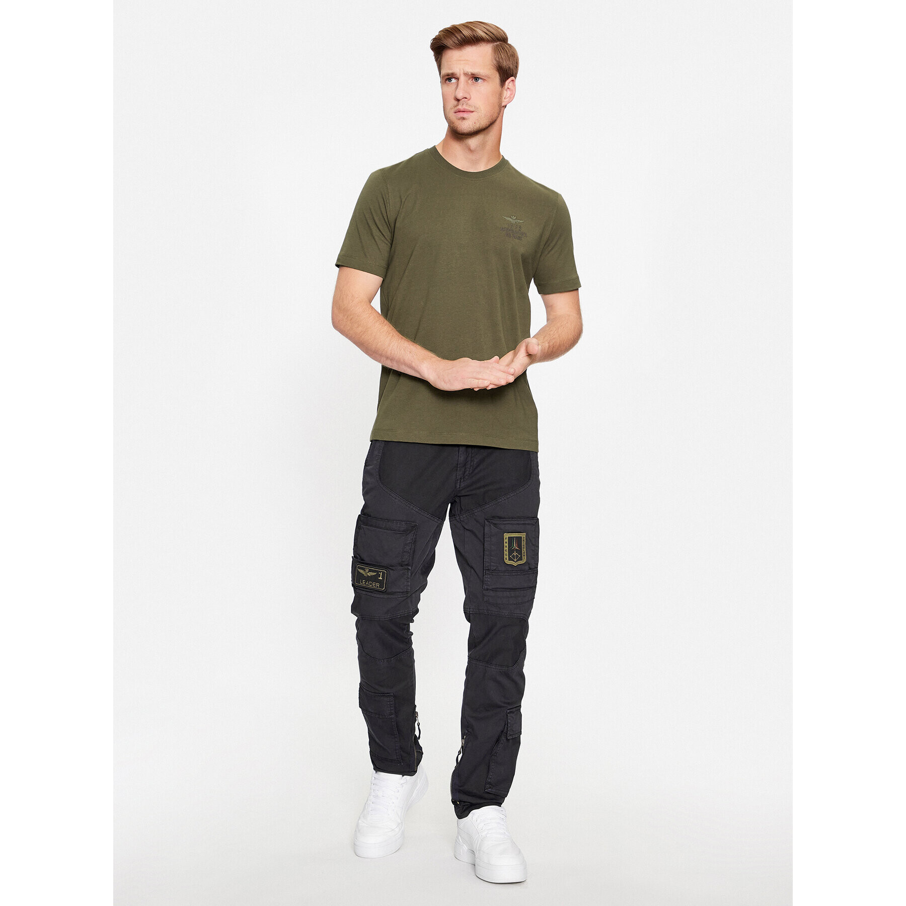 Aeronautica Militare Tricou 232TS2129J609 Verde Regular Fit - Pled.ro