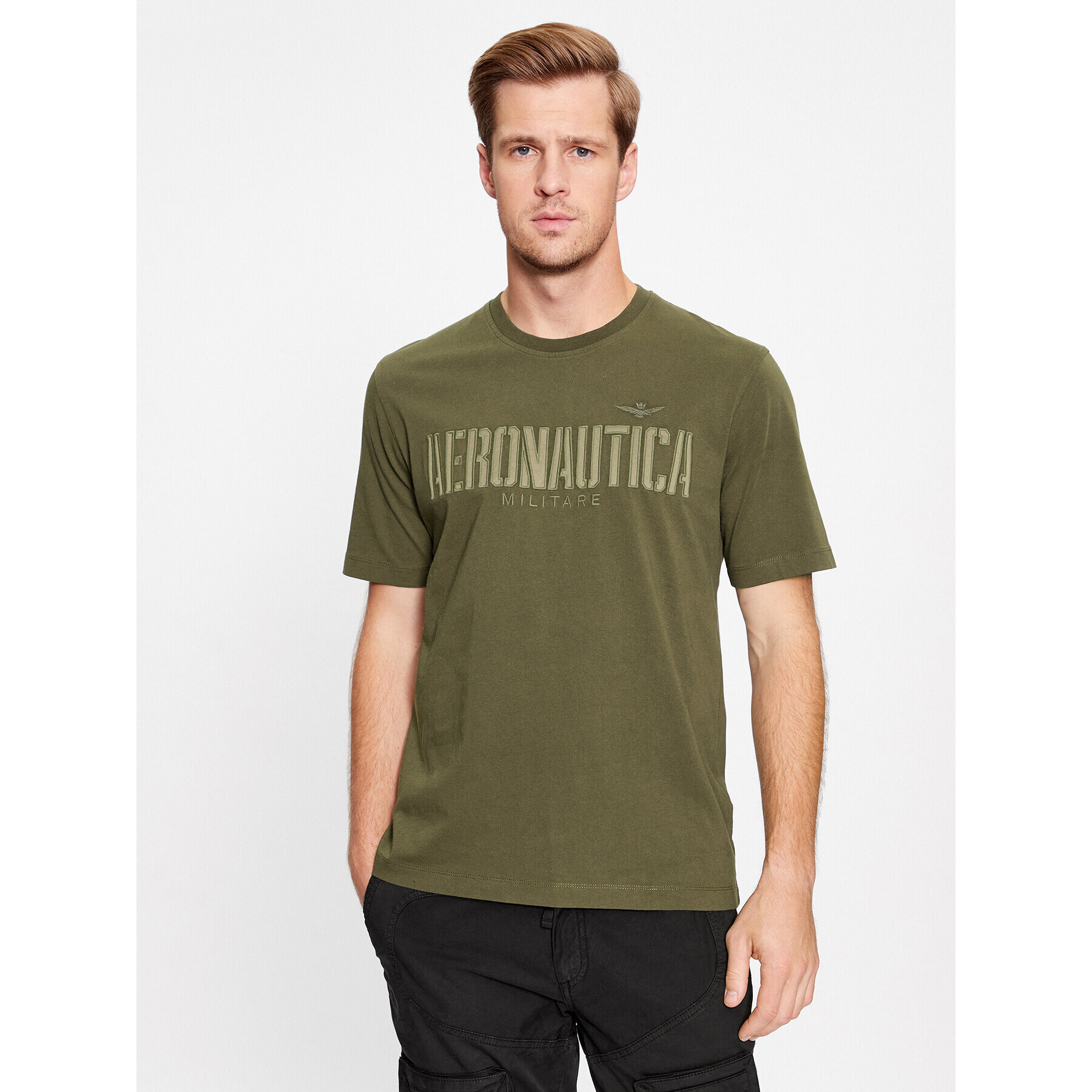 Aeronautica Militare Tricou 232TS2130J584 Verde Regular Fit - Pled.ro