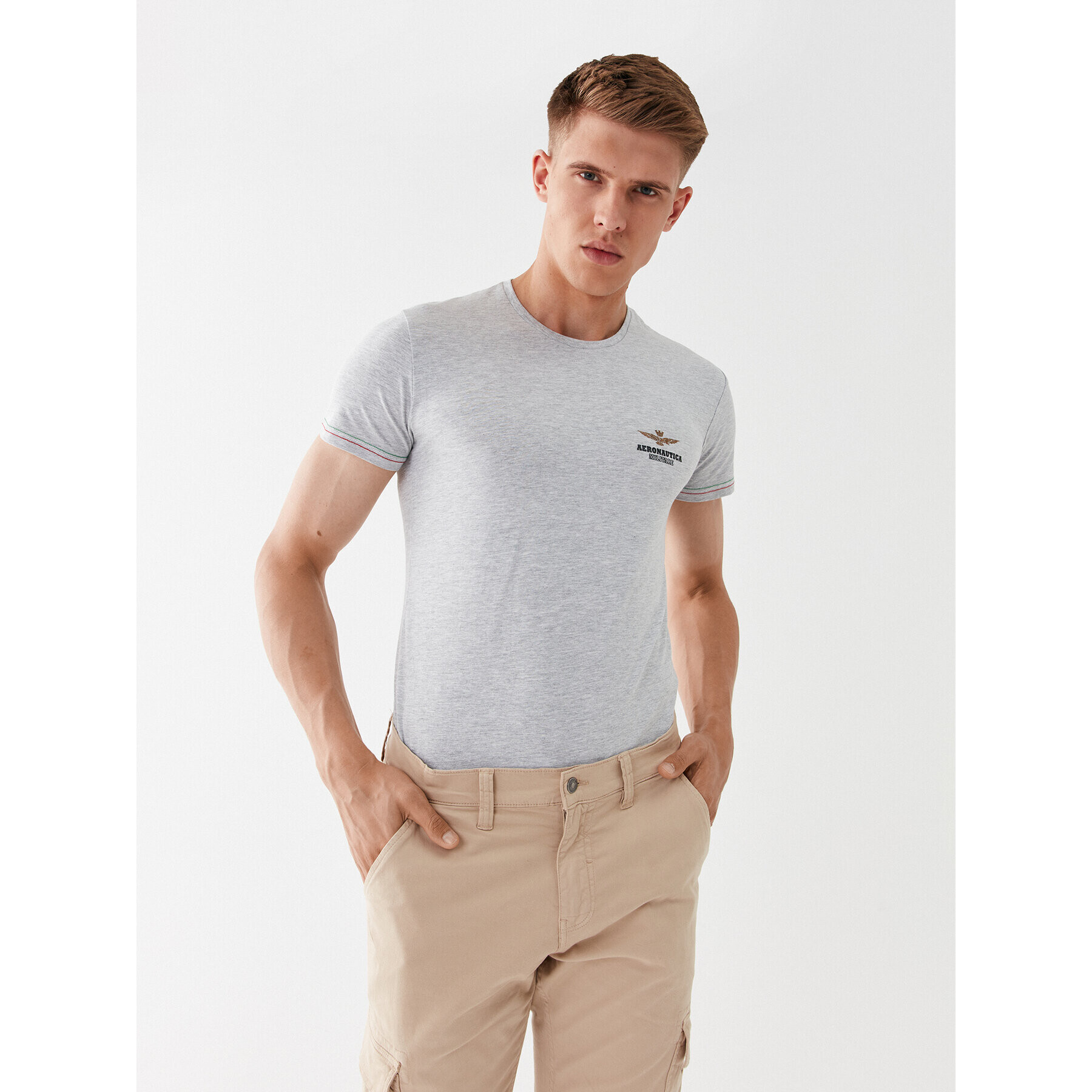 Aeronautica Militare Tricou AM1UTI003 Gri Regular Fit - Pled.ro