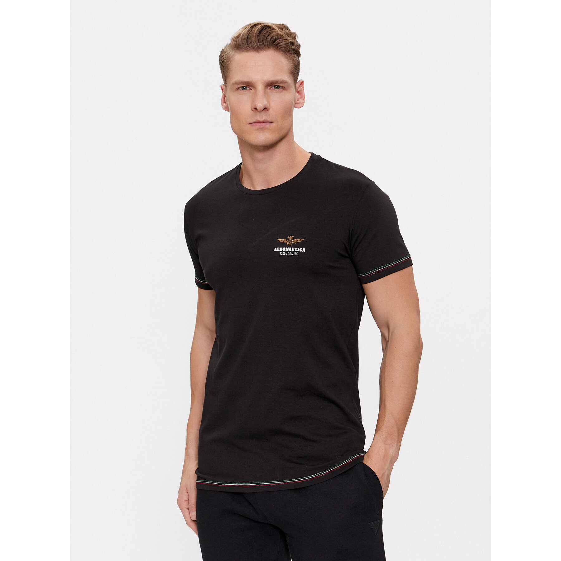 Aeronautica Militare Tricou AM1UTI003 Negru Regular Fit - Pled.ro