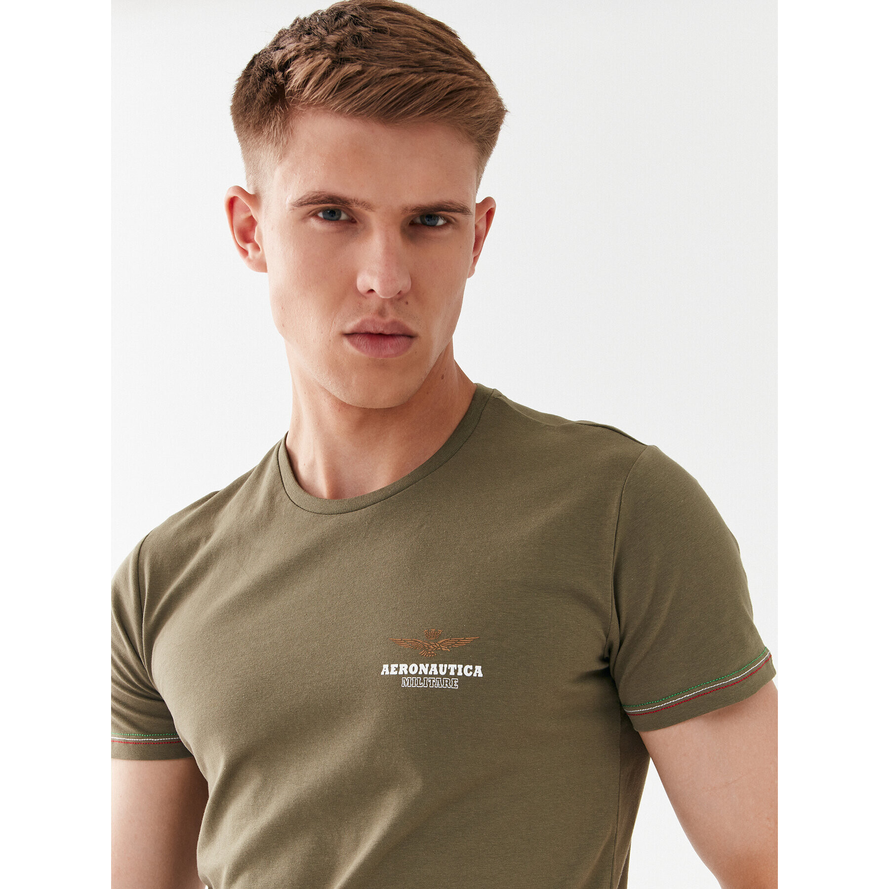 Aeronautica Militare Tricou AM1UTI003 Verde Regular Fit - Pled.ro