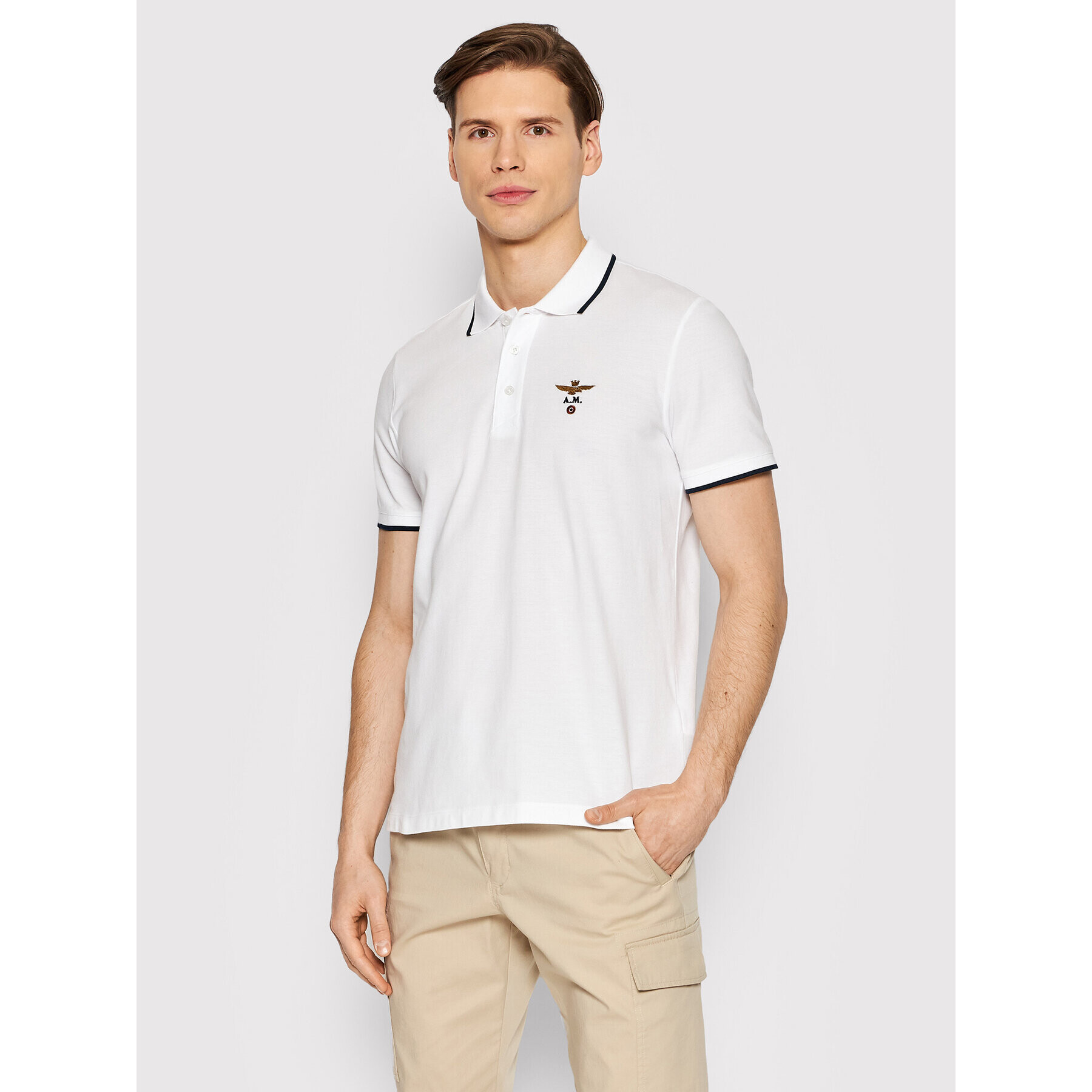 Aeronautica Militare Tricou polo 221PO1308P82 Alb Regular Fit - Pled.ro