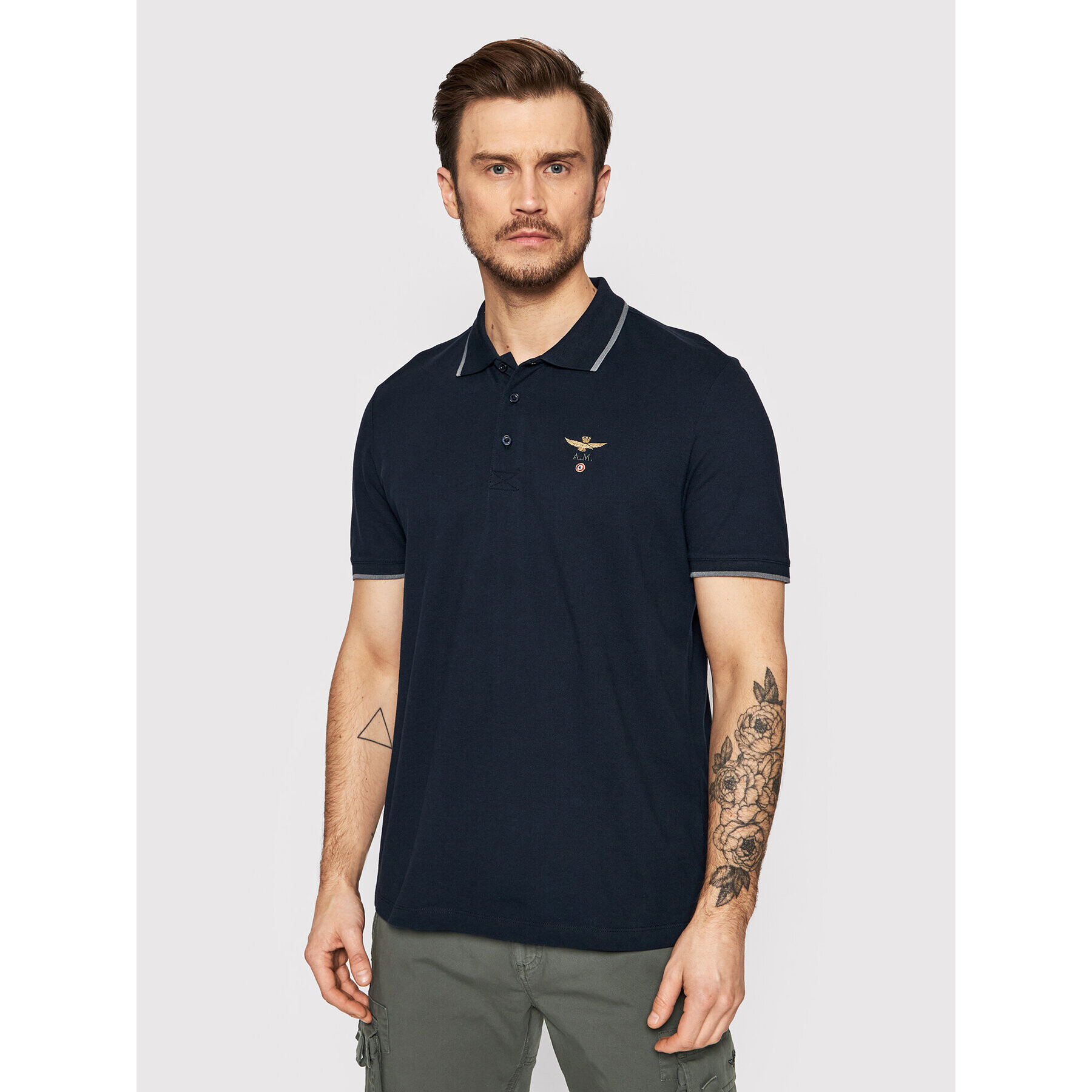 Aeronautica Militare Tricou polo 221PO1308P82 Bleumarin Regular Fit - Pled.ro