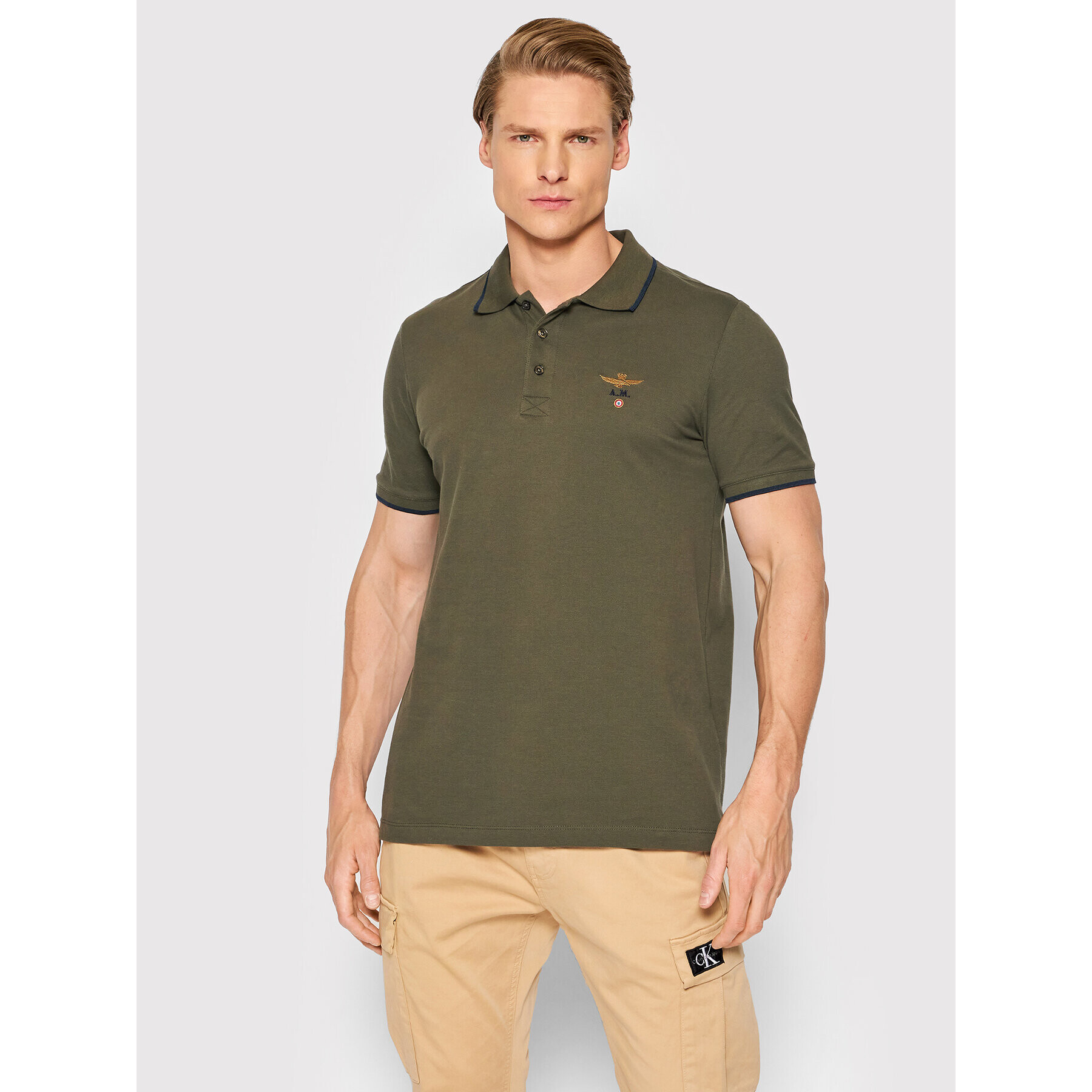 Aeronautica Militare Tricou polo 221PO1308P82 Verde Regular Fit - Pled.ro