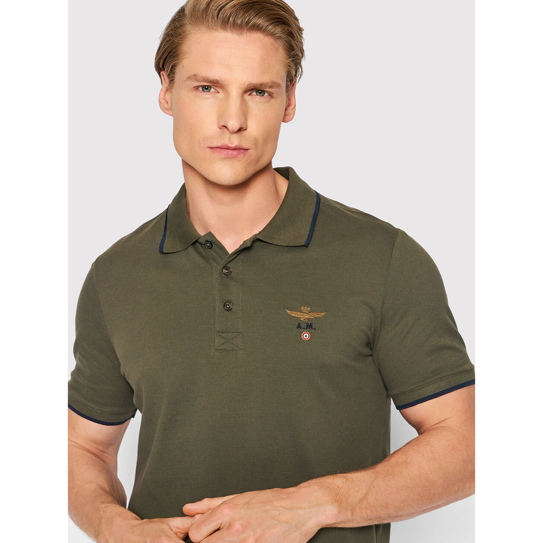 Aeronautica Militare Tricou polo 221PO1308P82 Verde Regular Fit - Pled.ro