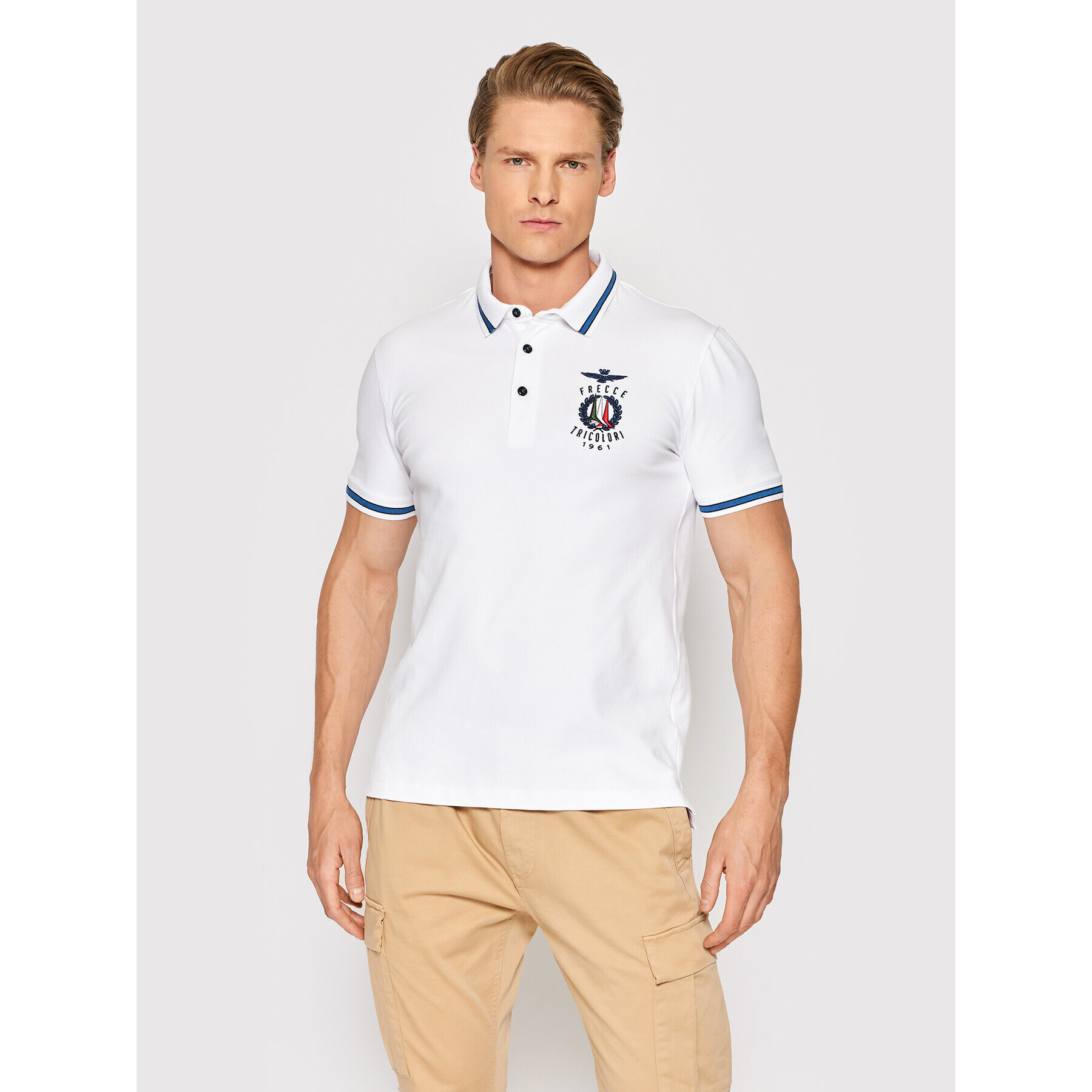 Aeronautica Militare Tricou polo 221PO1599P191 Alb Slim Fit - Pled.ro