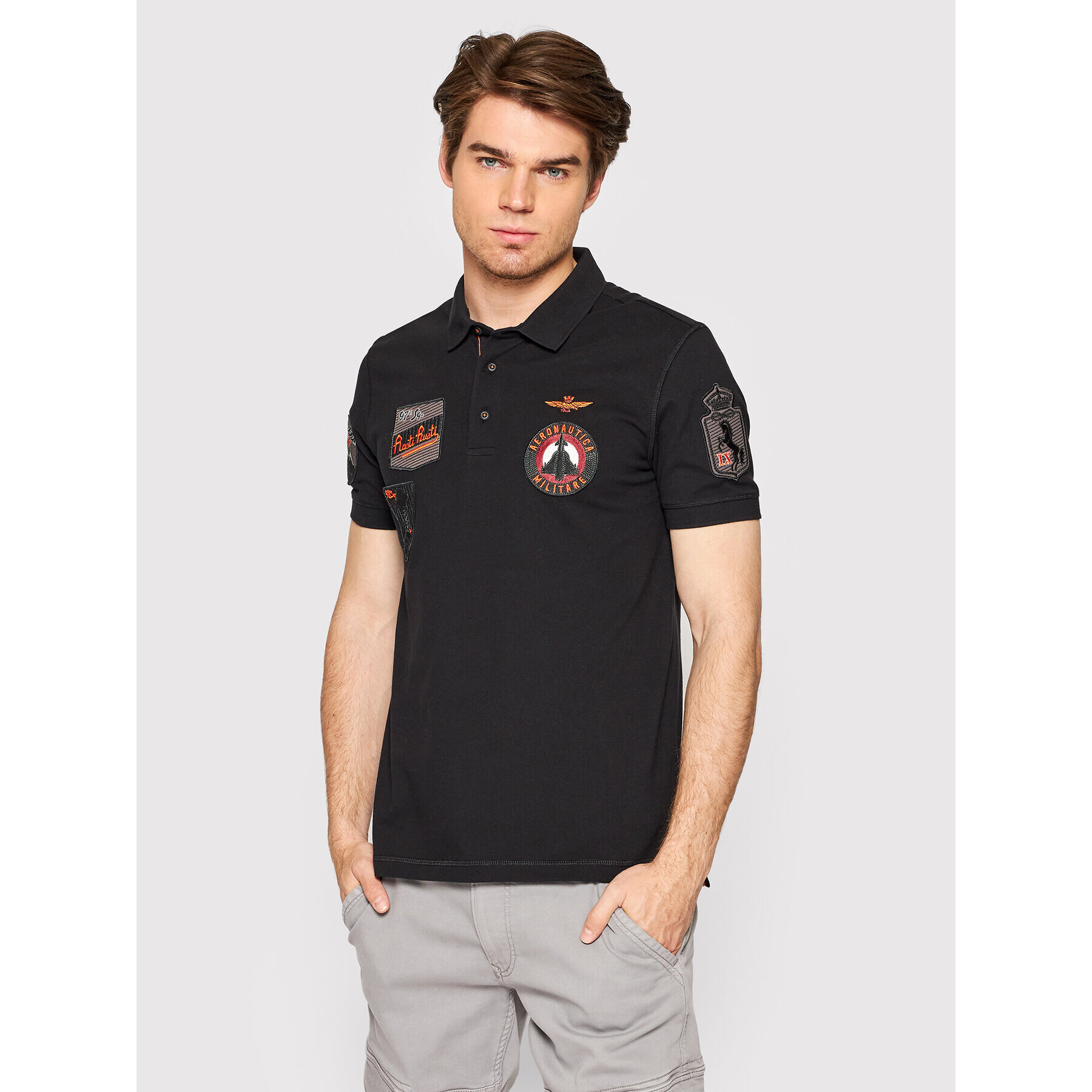 Aeronautica Militare Tricou polo 221PO1602P192 Negru Regular Fit - Pled.ro