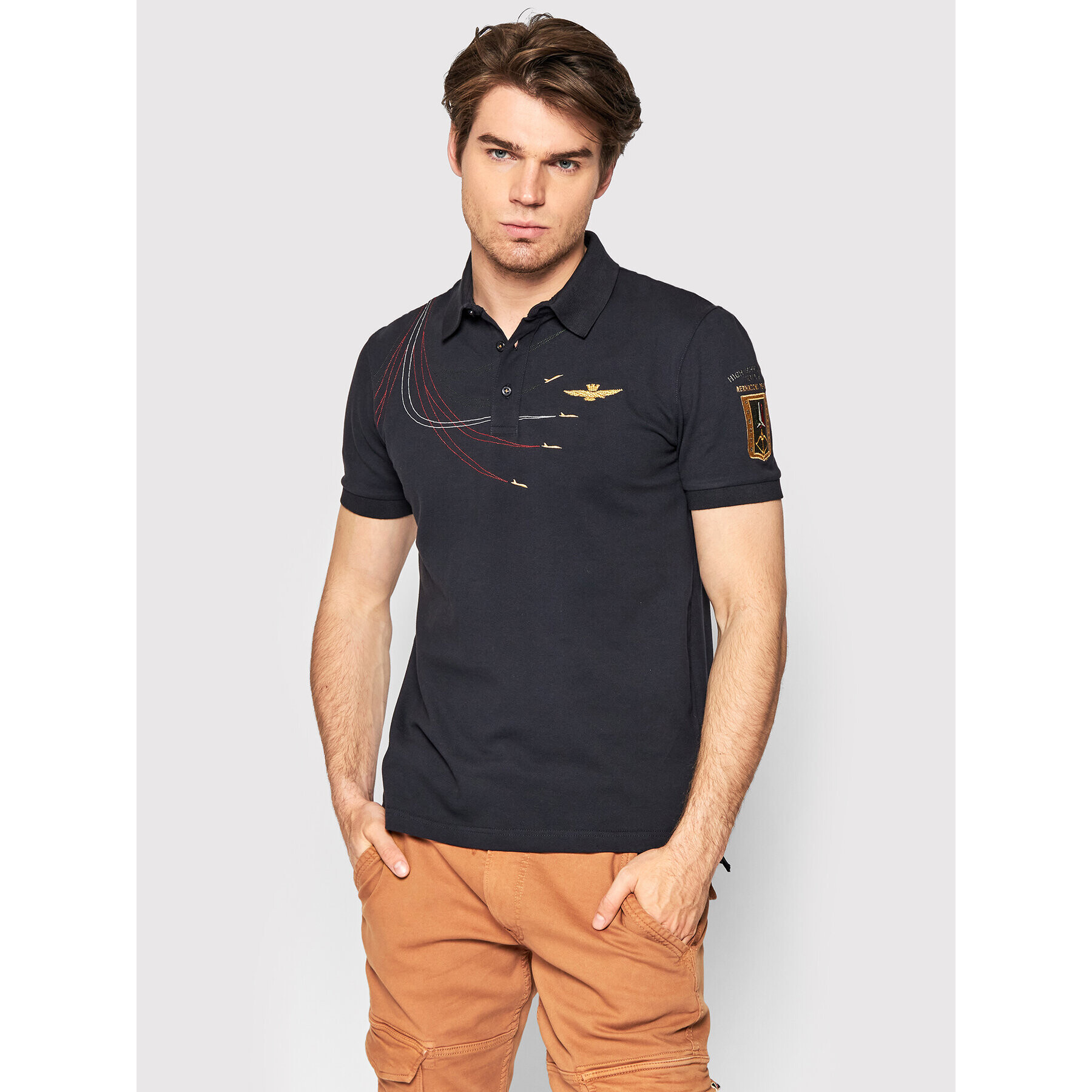 Aeronautica Militare Tricou polo 221PO1605P191 Bleumarin Regular Fit - Pled.ro