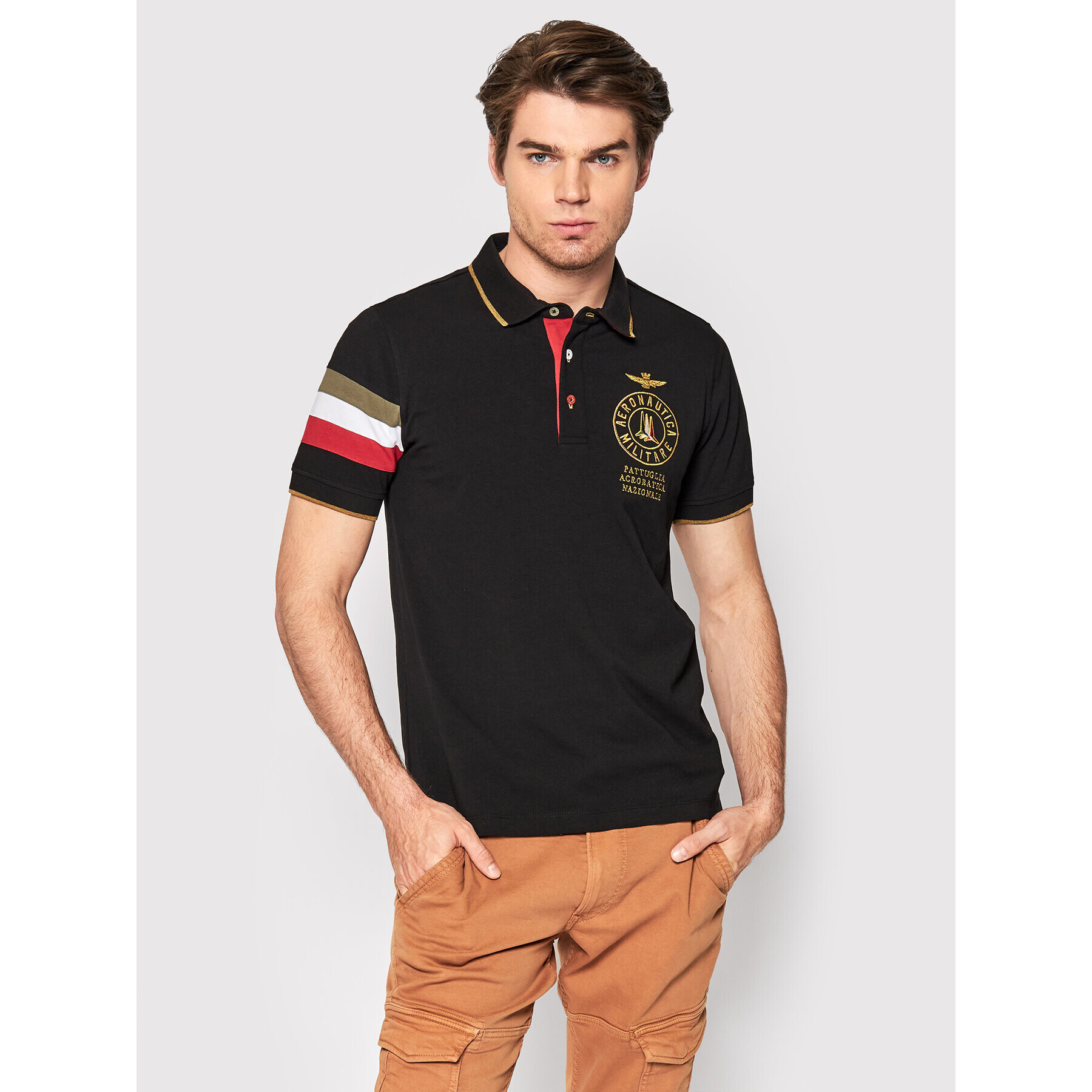 Aeronautica Militare Tricou polo 221PO1614J469 Negru Regular Fit - Pled.ro