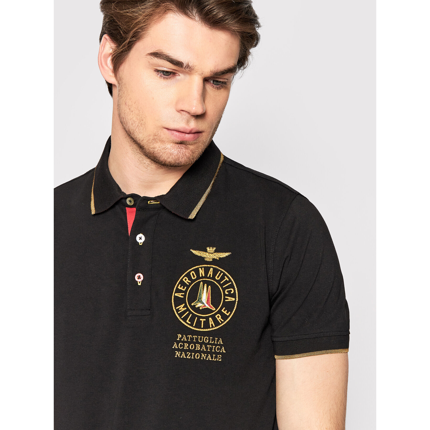 Aeronautica Militare Tricou polo 221PO1614J469 Negru Regular Fit - Pled.ro