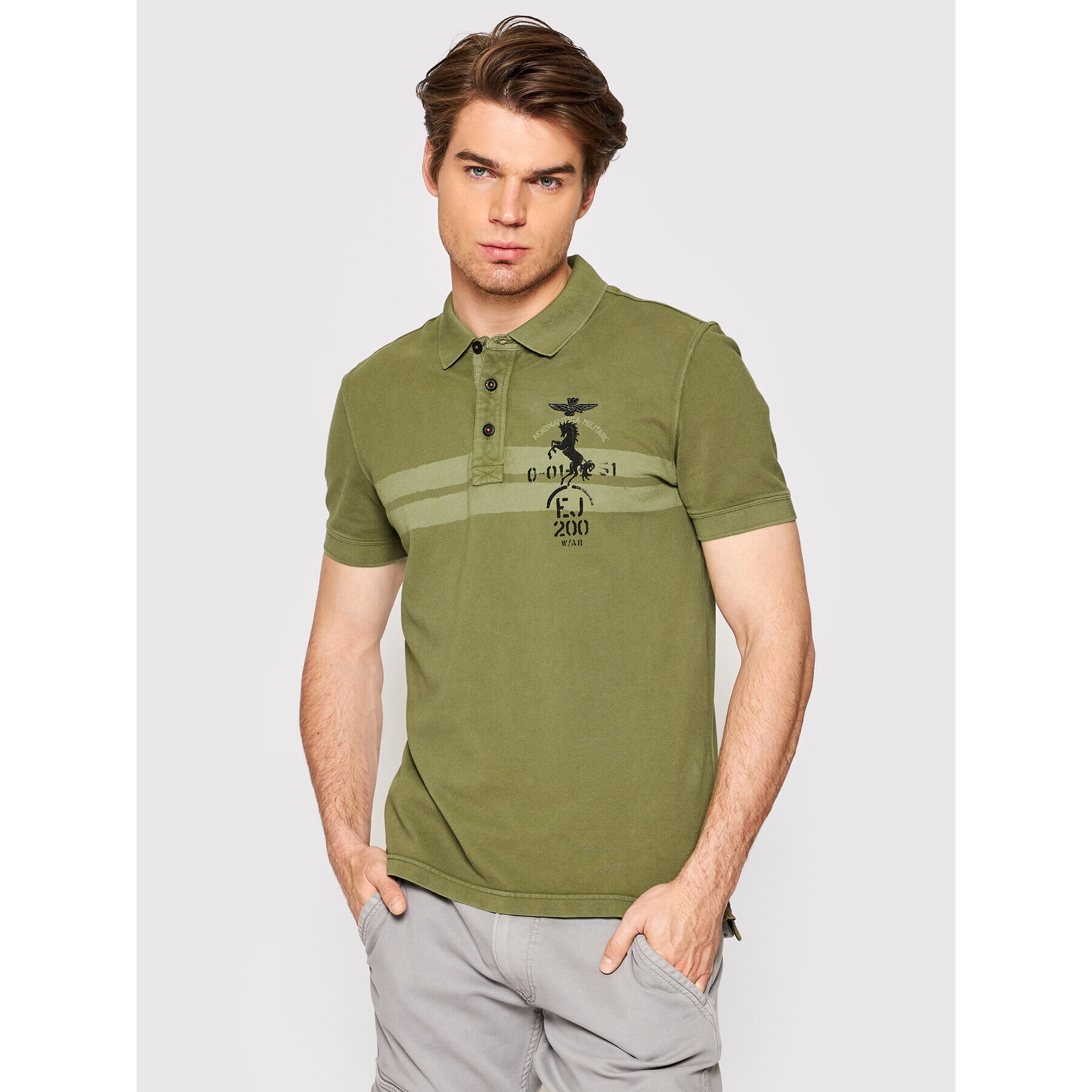 Aeronautica Militare Tricou polo 221PO1621P212 Verde Regular Fit - Pled.ro