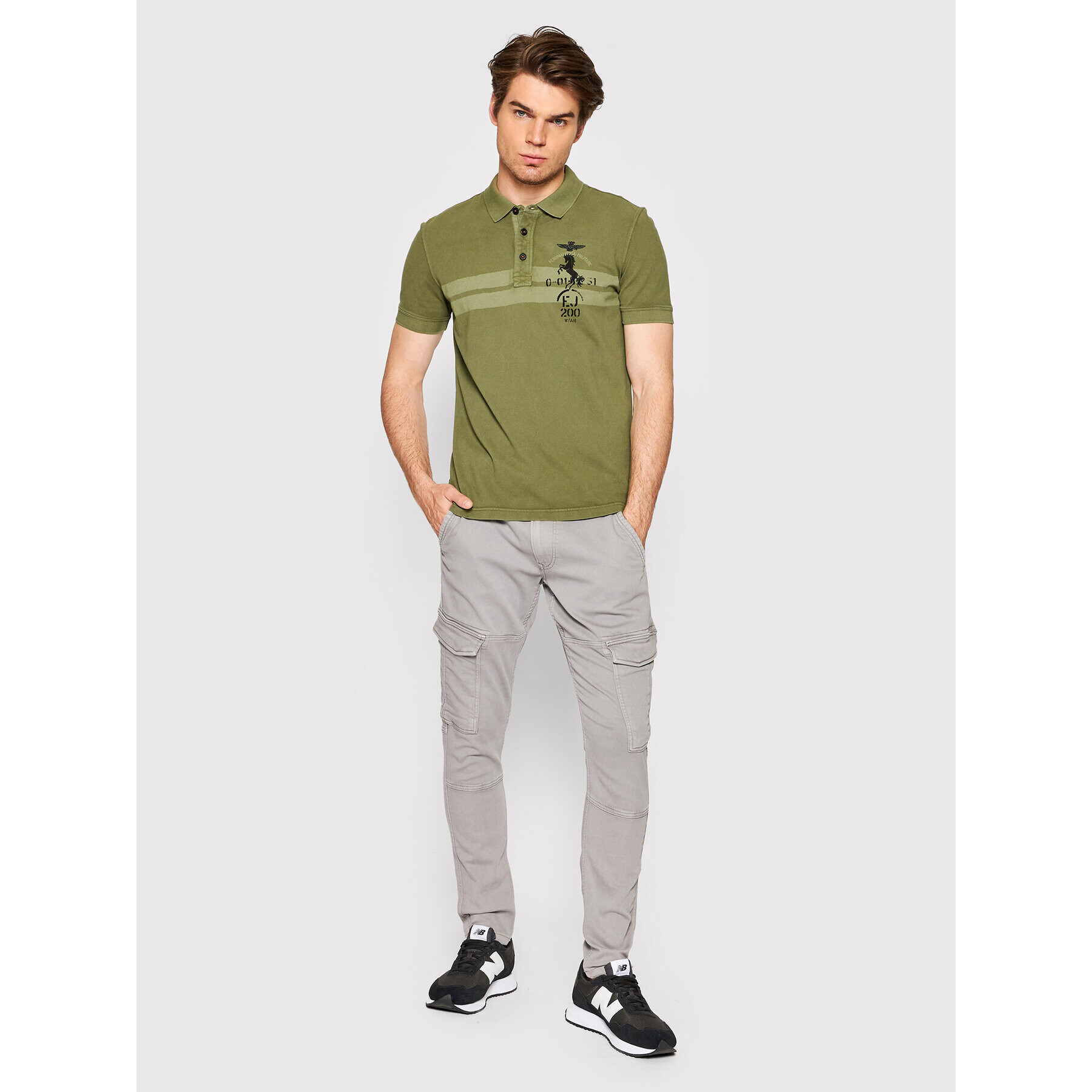 Aeronautica Militare Tricou polo 221PO1621P212 Verde Regular Fit - Pled.ro