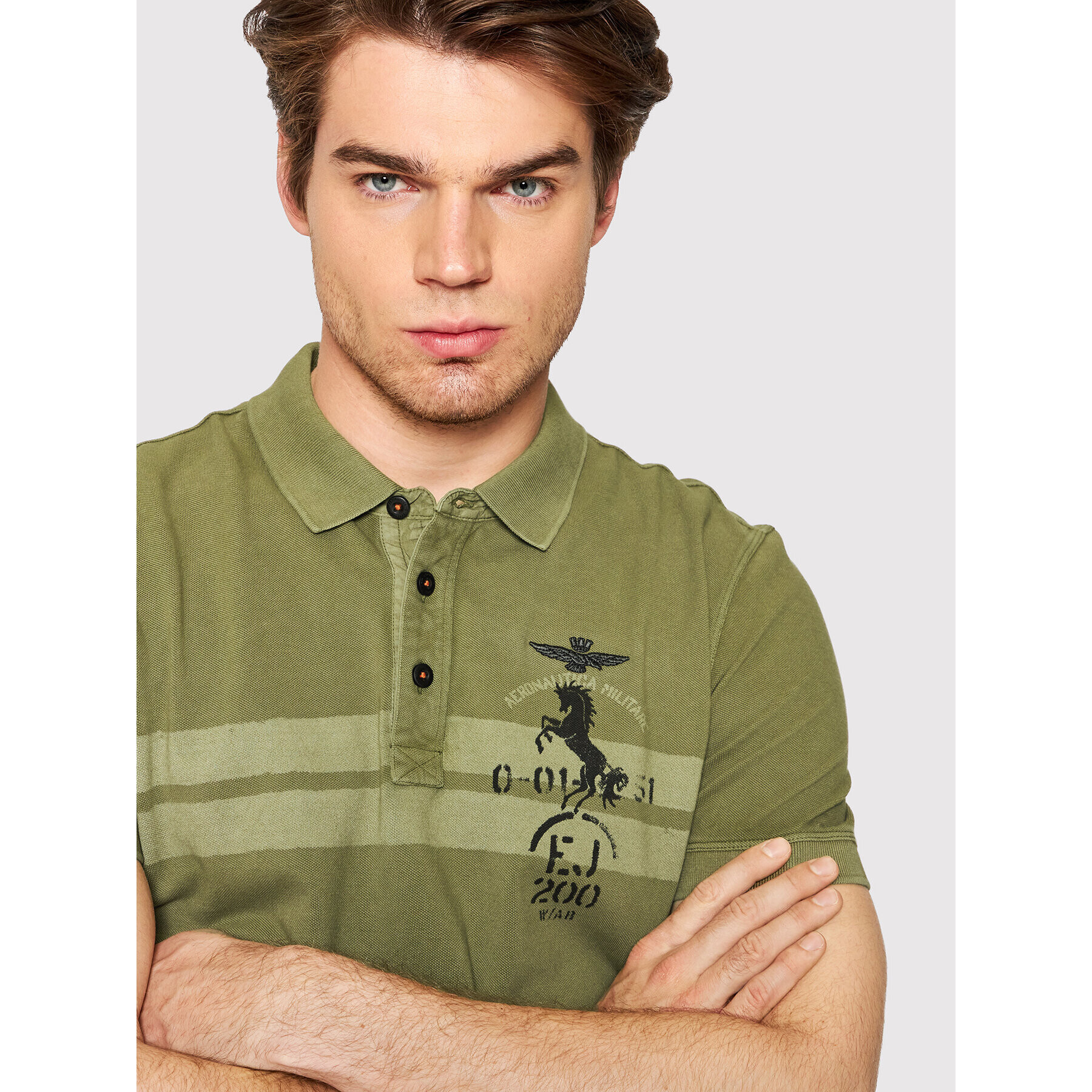 Aeronautica Militare Tricou polo 221PO1621P212 Verde Regular Fit - Pled.ro