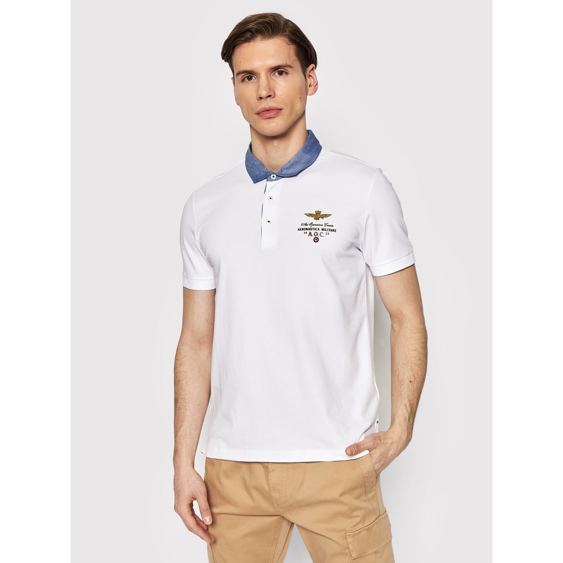 Aeronautica Militare Tricou polo 221PO1623J506 Alb Regular Fit - Pled.ro