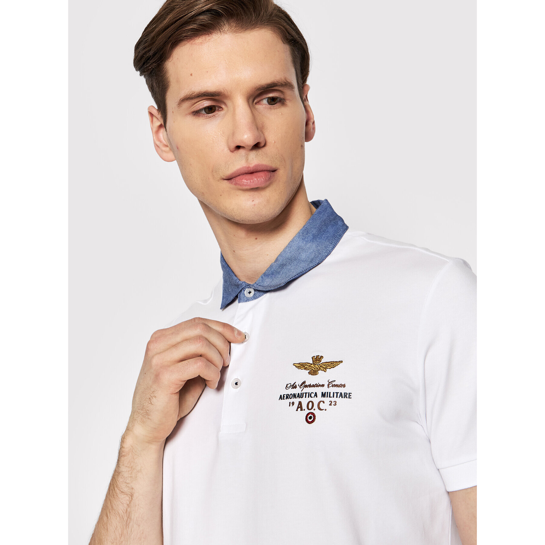 Aeronautica Militare Tricou polo 221PO1623J506 Alb Regular Fit - Pled.ro