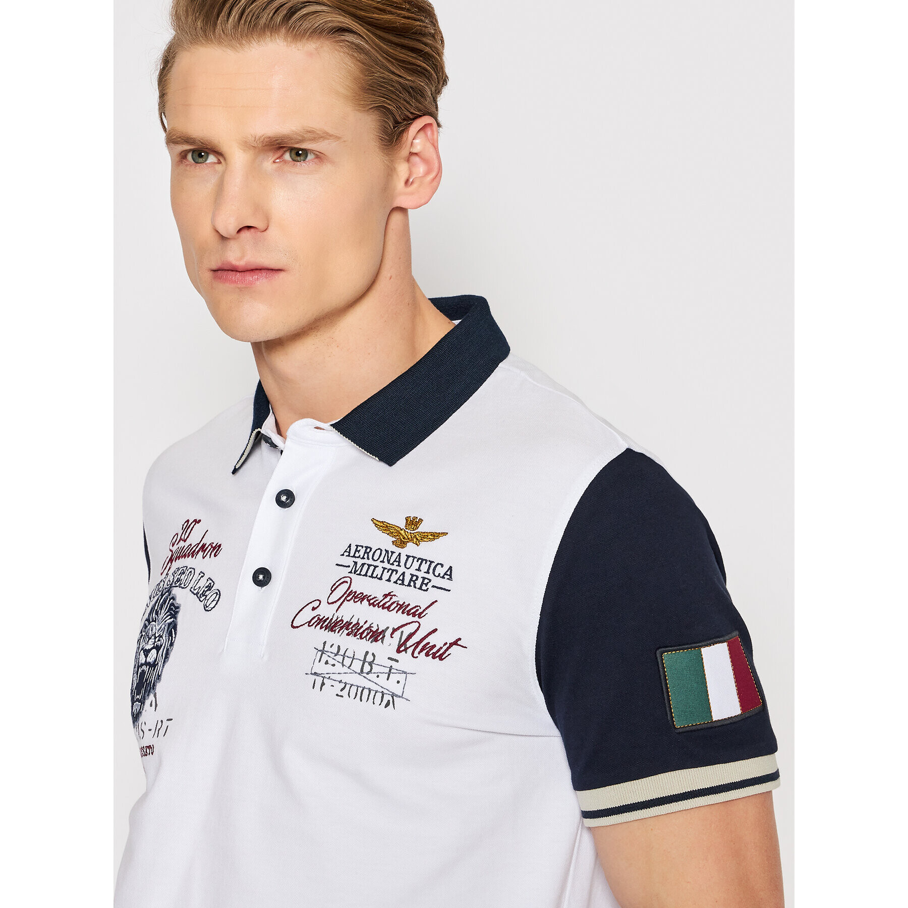 Aeronautica Militare Tricou polo 221PO1627P199 Alb Regular Fit - Pled.ro