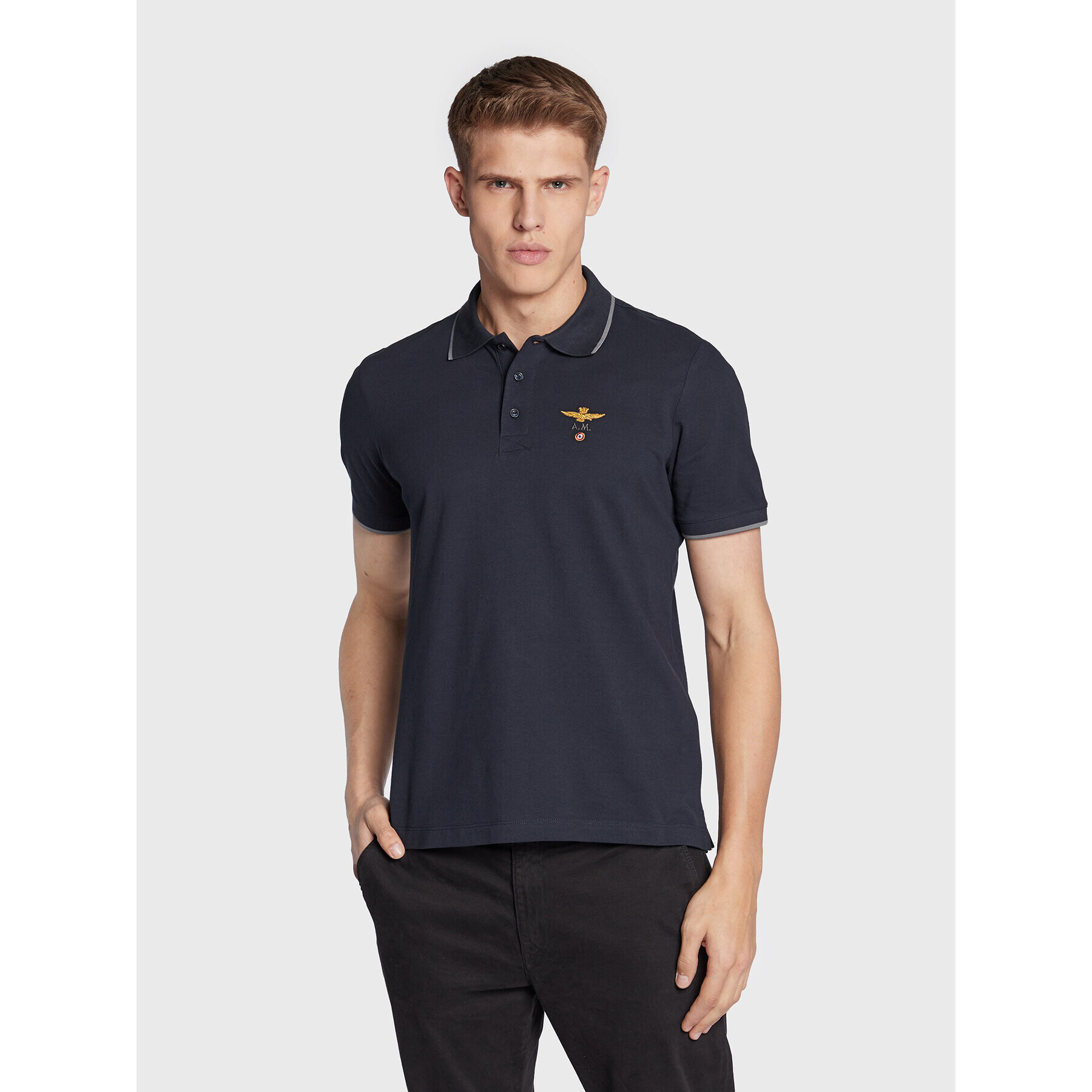 Aeronautica Militare Tricou polo 222PO1308P82 Bleumarin Regular Fit - Pled.ro