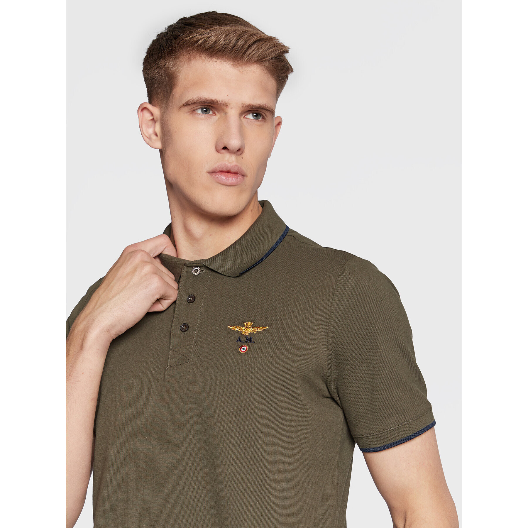 Aeronautica Militare Tricou polo 222PO1308P82 Verde Regular Fit - Pled.ro