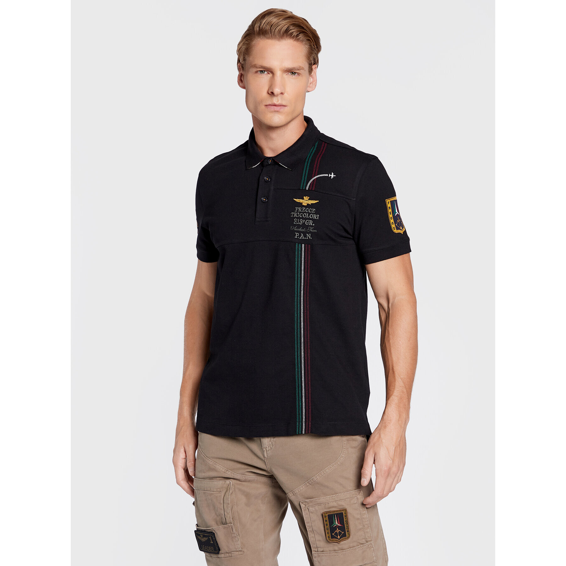 Aeronautica Militare Tricou polo 222PO1640P199 Negru Regular Fit - Pled.ro