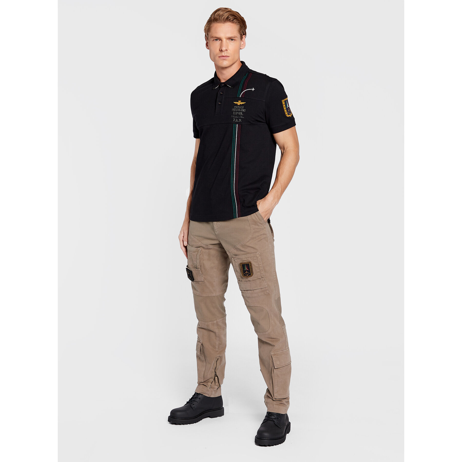 Aeronautica Militare Tricou polo 222PO1640P199 Negru Regular Fit - Pled.ro