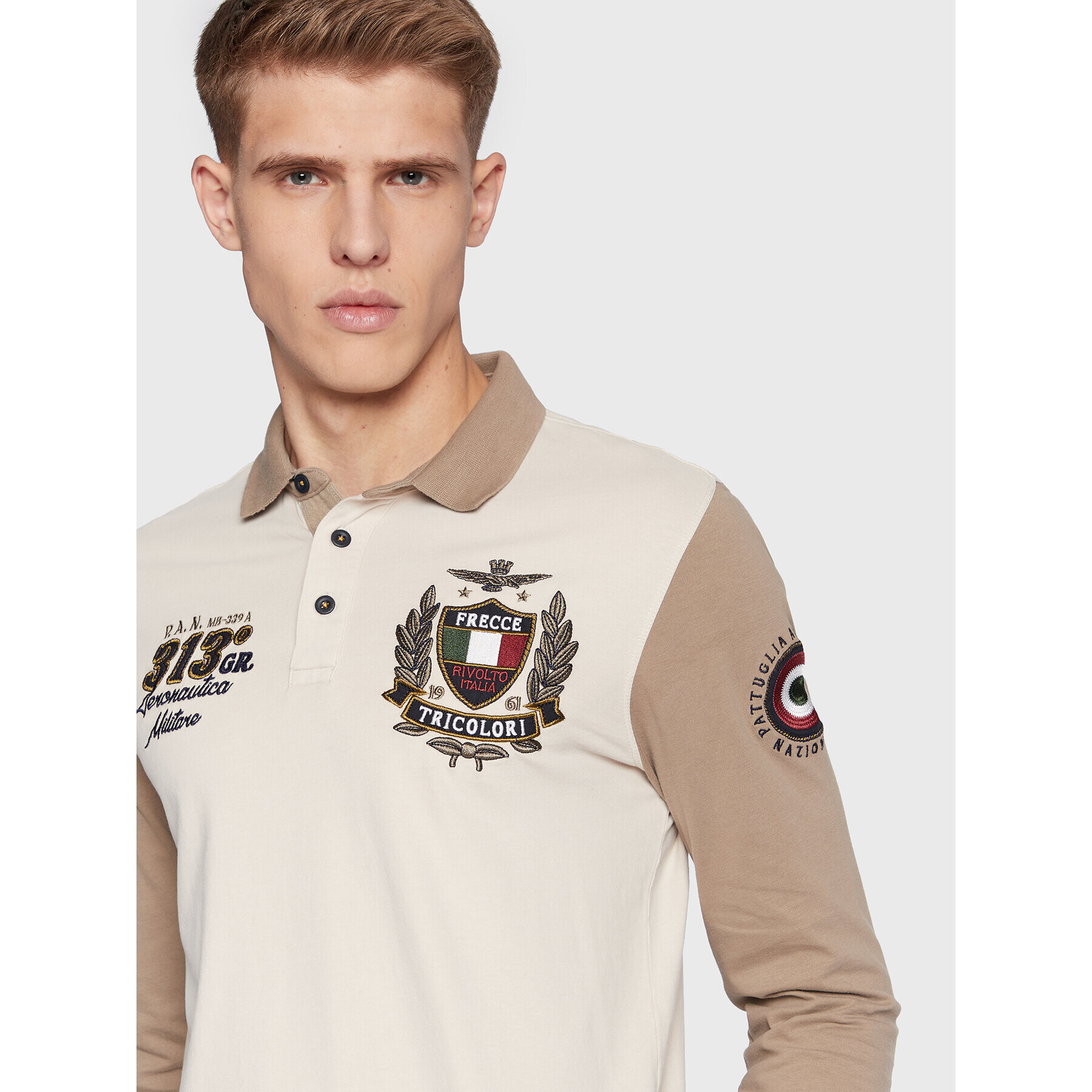 Aeronautica Militare Tricou polo 222PO1643J564 Bej Regular Fit - Pled.ro