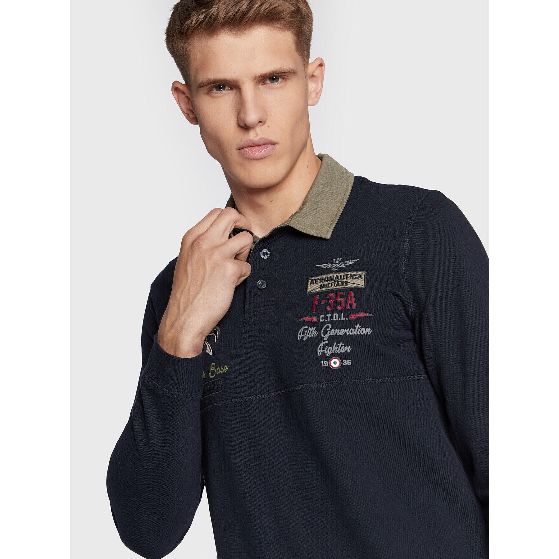 Aeronautica Militare Tricou polo 222PO1645P306 Bleumarin Regular Fit - Pled.ro