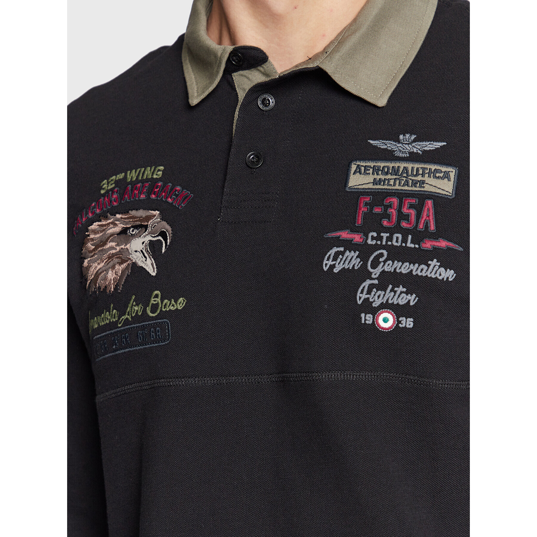 Aeronautica Militare Tricou polo 222PO1645P306 Negru Regular Fit - Pled.ro