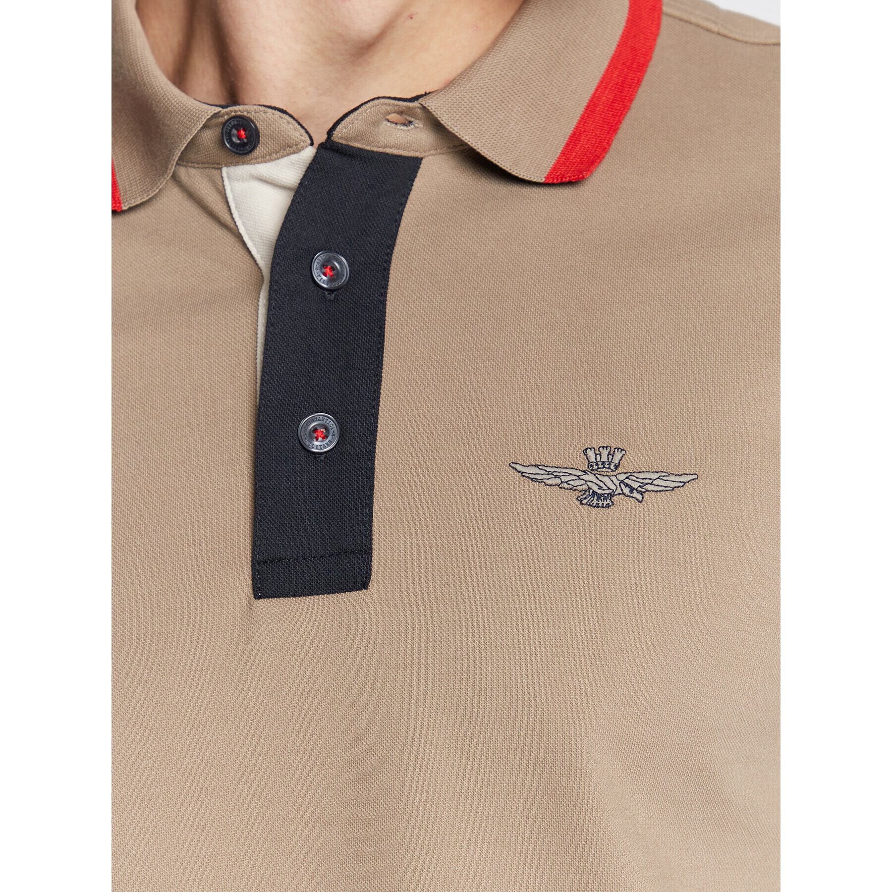 Aeronautica Militare Tricou polo 222PO1648P173 Bej Slim Fit - Pled.ro