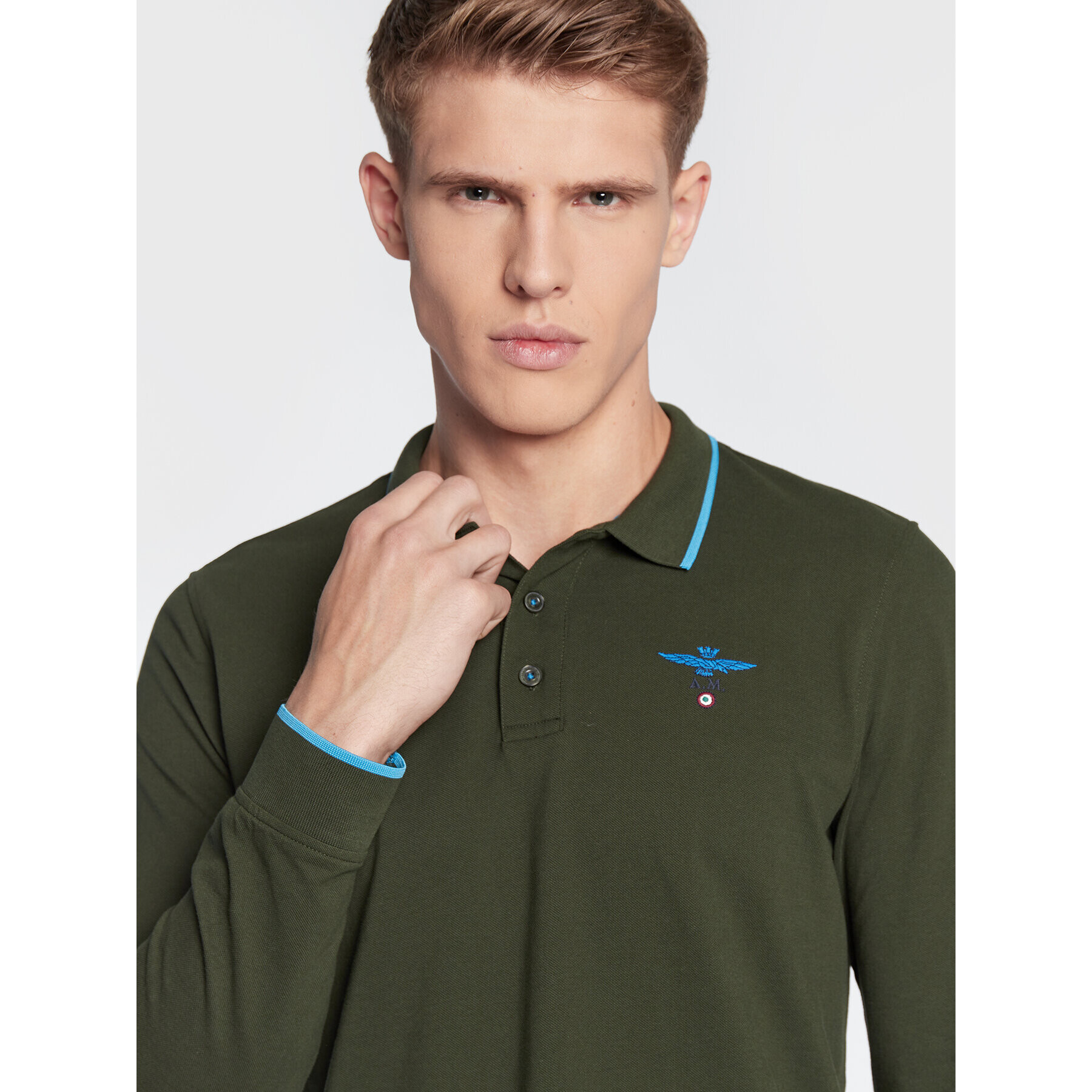 Aeronautica Militare Tricou polo 222PO1653P82 Verde Regular Fit - Pled.ro