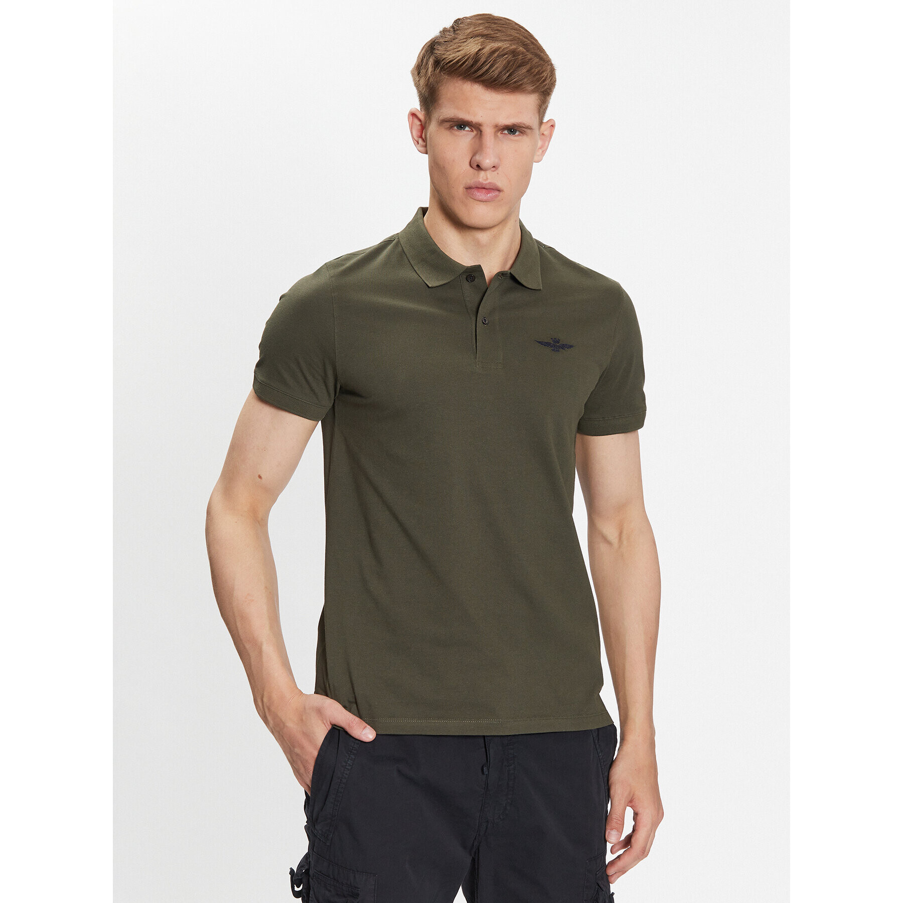 Aeronautica Militare Tricou polo 231PO1430P178 Verde Slim Fit - Pled.ro