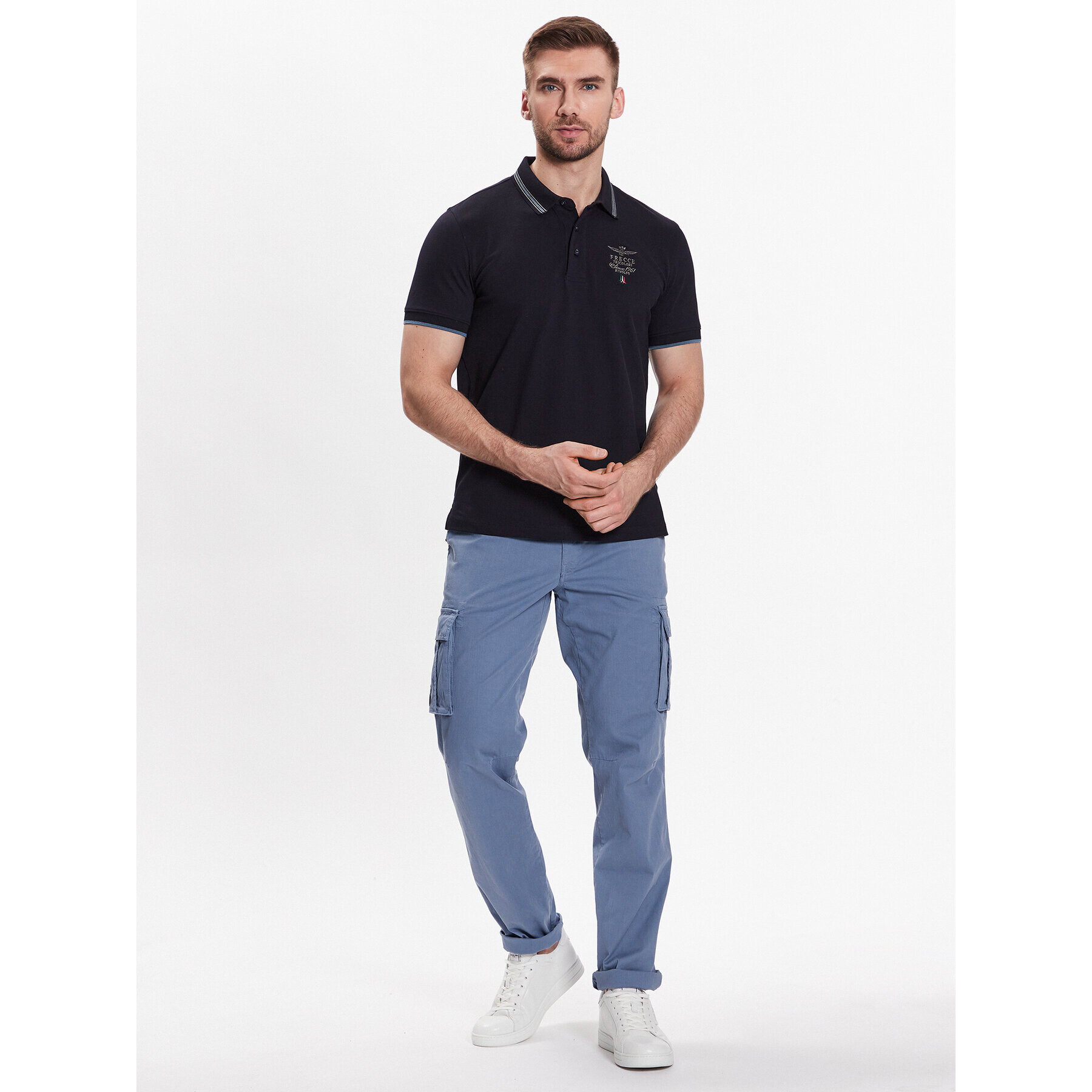 Aeronautica Militare Tricou polo 231PO1673P191 Bleumarin Slim Fit - Pled.ro