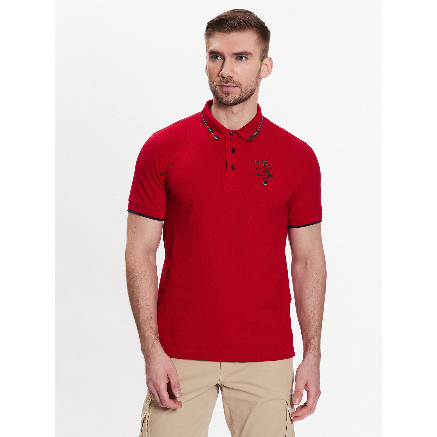 Aeronautica Militare Tricou polo 231PO1673P191 Roșu Slim Fit - Pled.ro