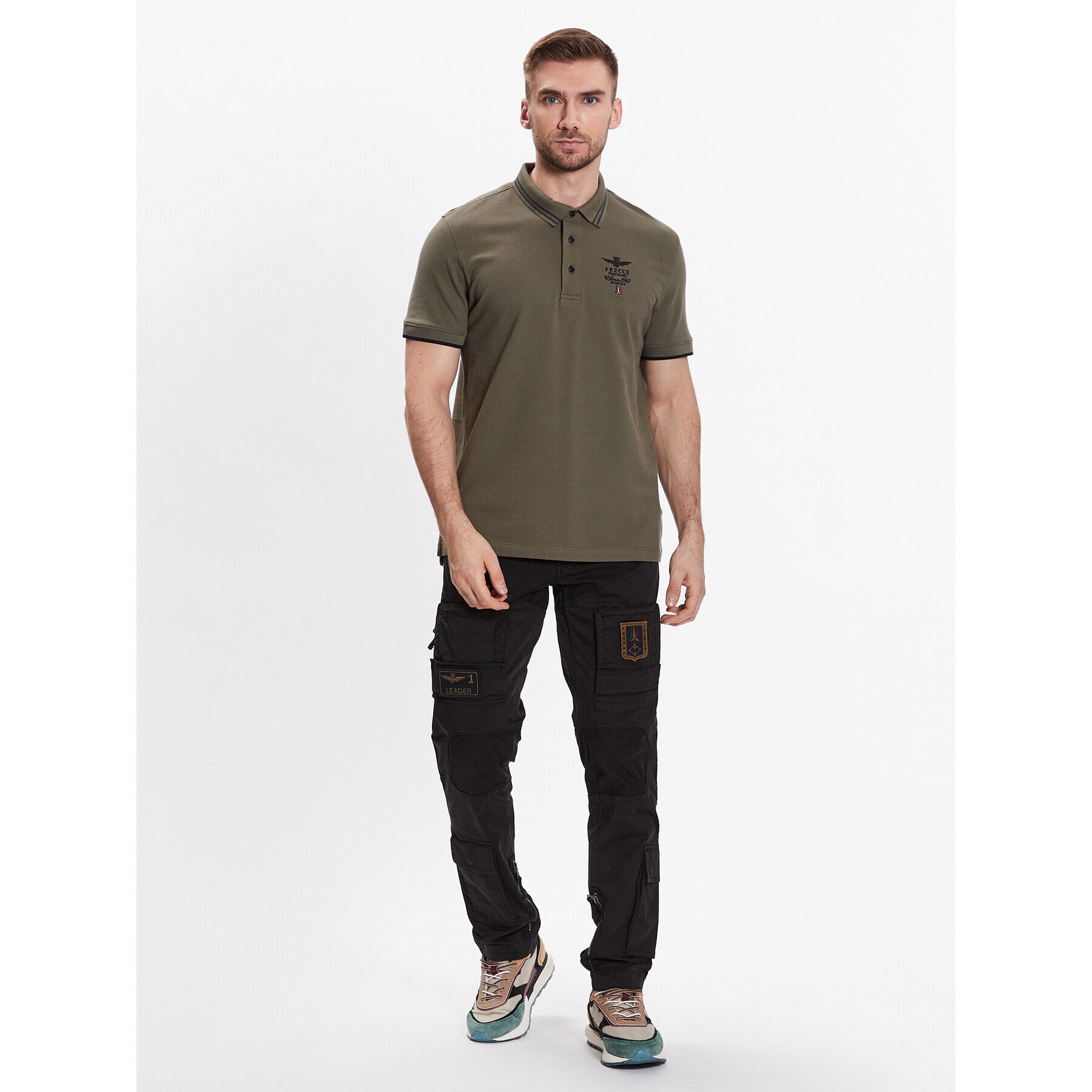 Aeronautica Militare Tricou polo 231PO1673P191 Verde Slim Fit - Pled.ro