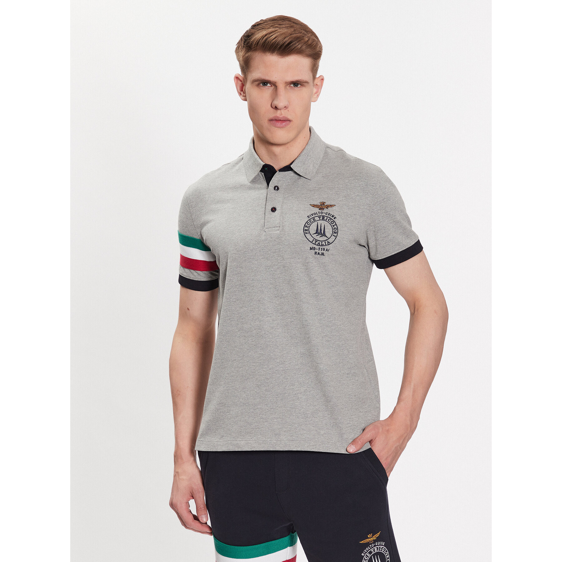 Aeronautica Militare Tricou polo 231PO1676P191 Gri Regular Fit - Pled.ro