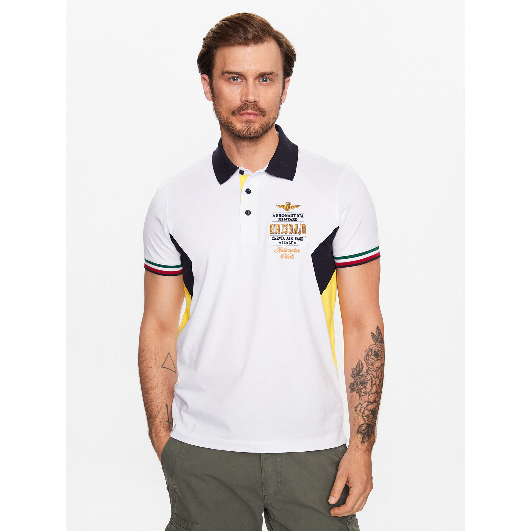 Aeronautica Militare Tricou polo 231PO1677P199 Alb Regular Fit - Pled.ro