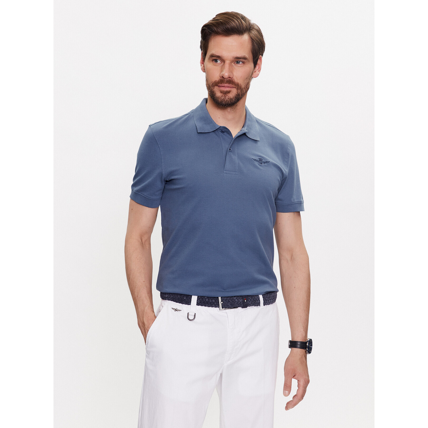 Aeronautica Militare Tricou polo 231PO1678P191 Albastru Slim Fit - Pled.ro