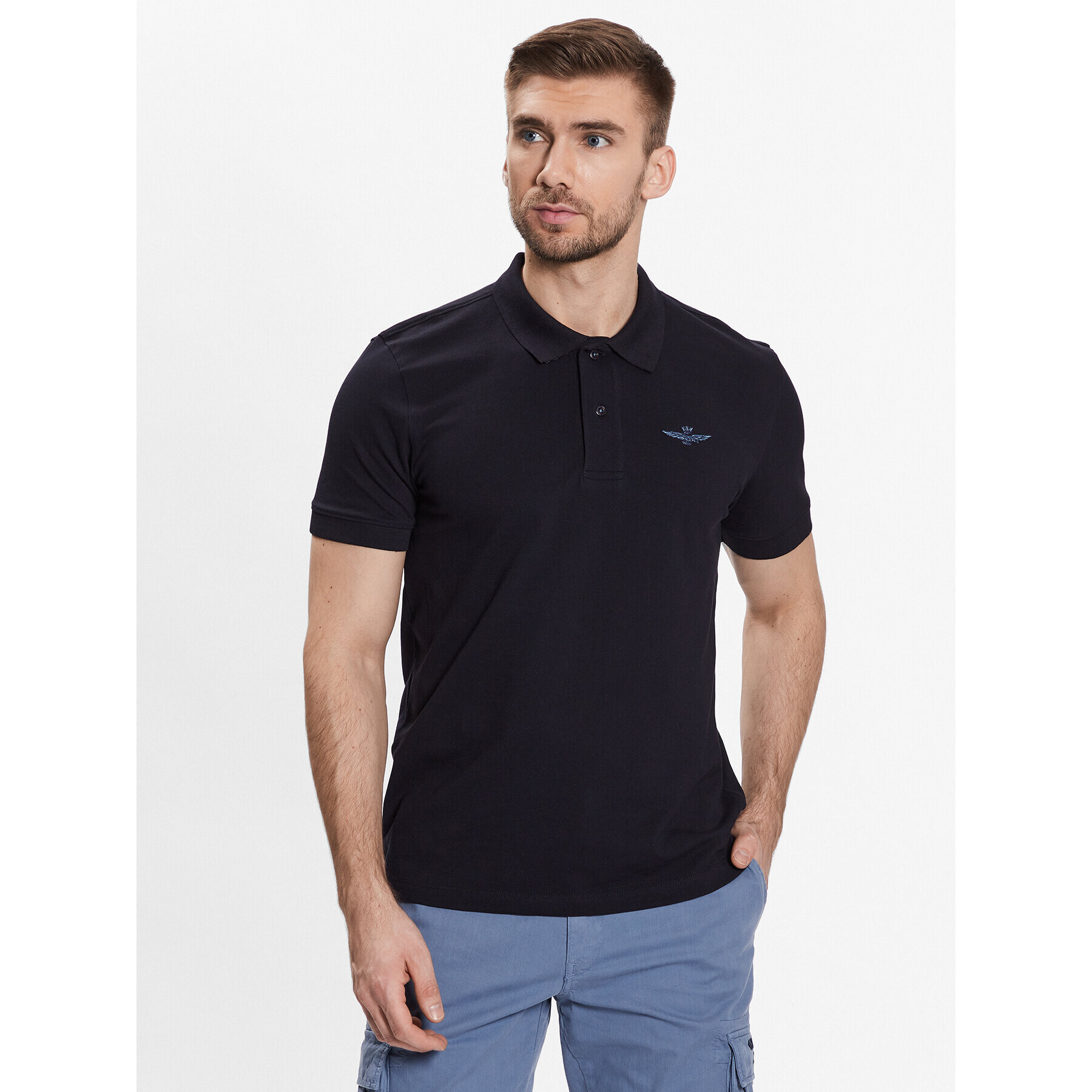 Aeronautica Militare Tricou polo 231PO1678P191 Bleumarin Slim Fit - Pled.ro