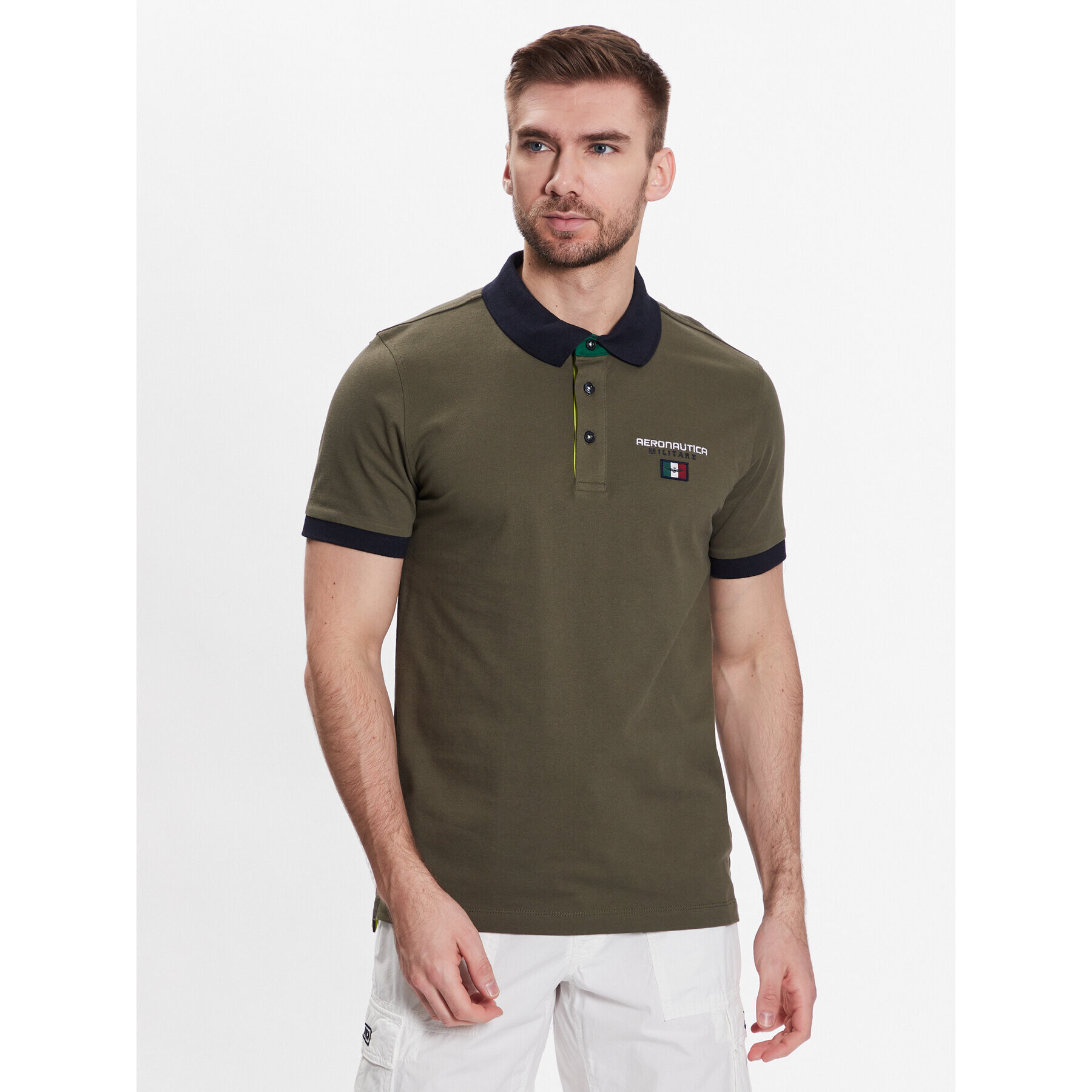 Aeronautica Militare Tricou polo 231PO1679P173 Kaki Regular Fit - Pled.ro