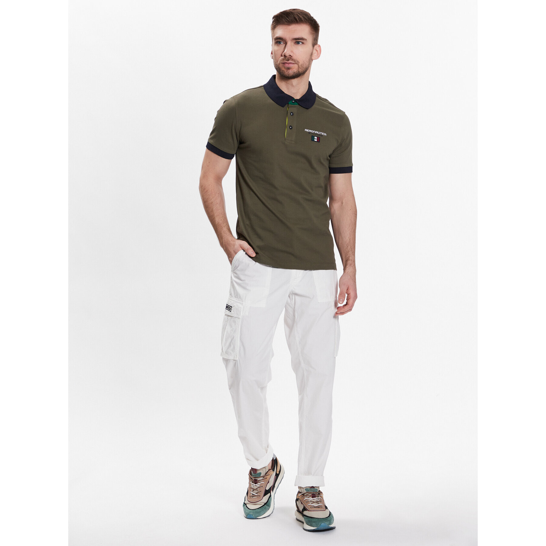 Aeronautica Militare Tricou polo 231PO1679P173 Kaki Regular Fit - Pled.ro